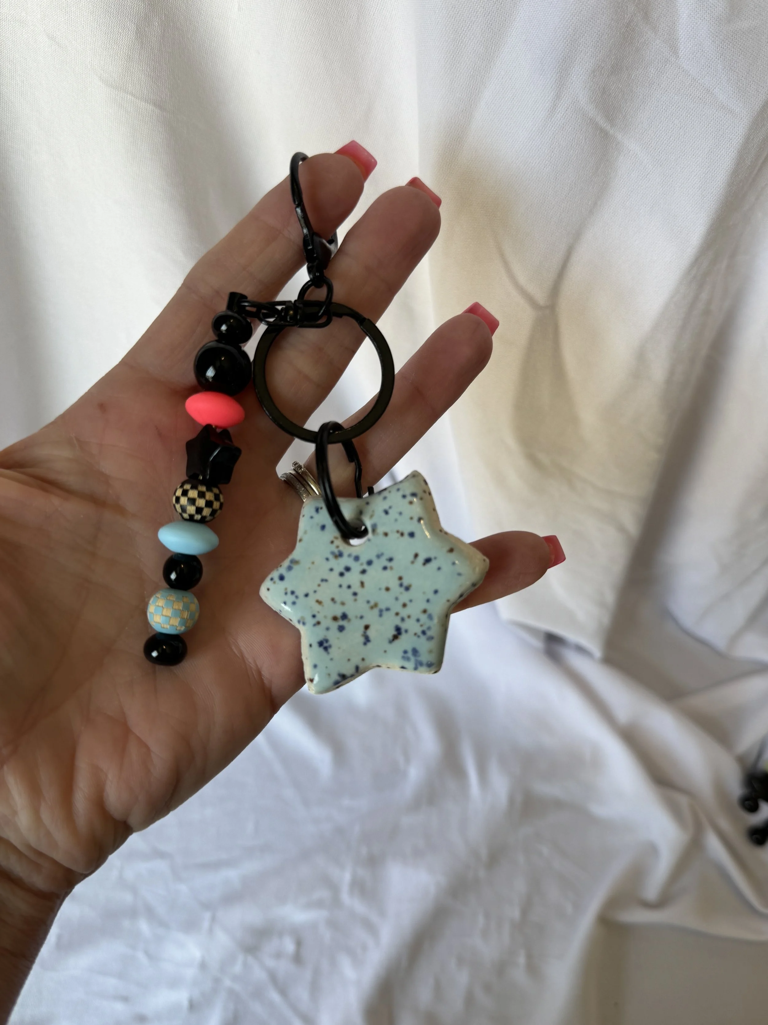Light Blue Speckled Star Bag Charm