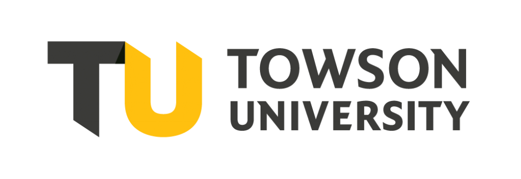 Towson University logo with stylized T and U in black and yellow.
