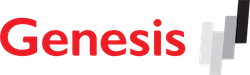 Genesis logo with red text and gray icon