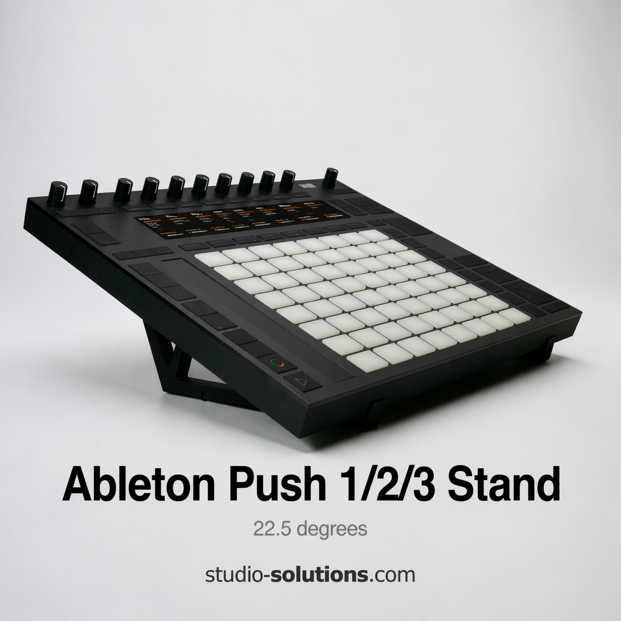 Ableton Push 2 or Push 3 MIDI controller on a 22.5-degree desktop stand for producers and live performers