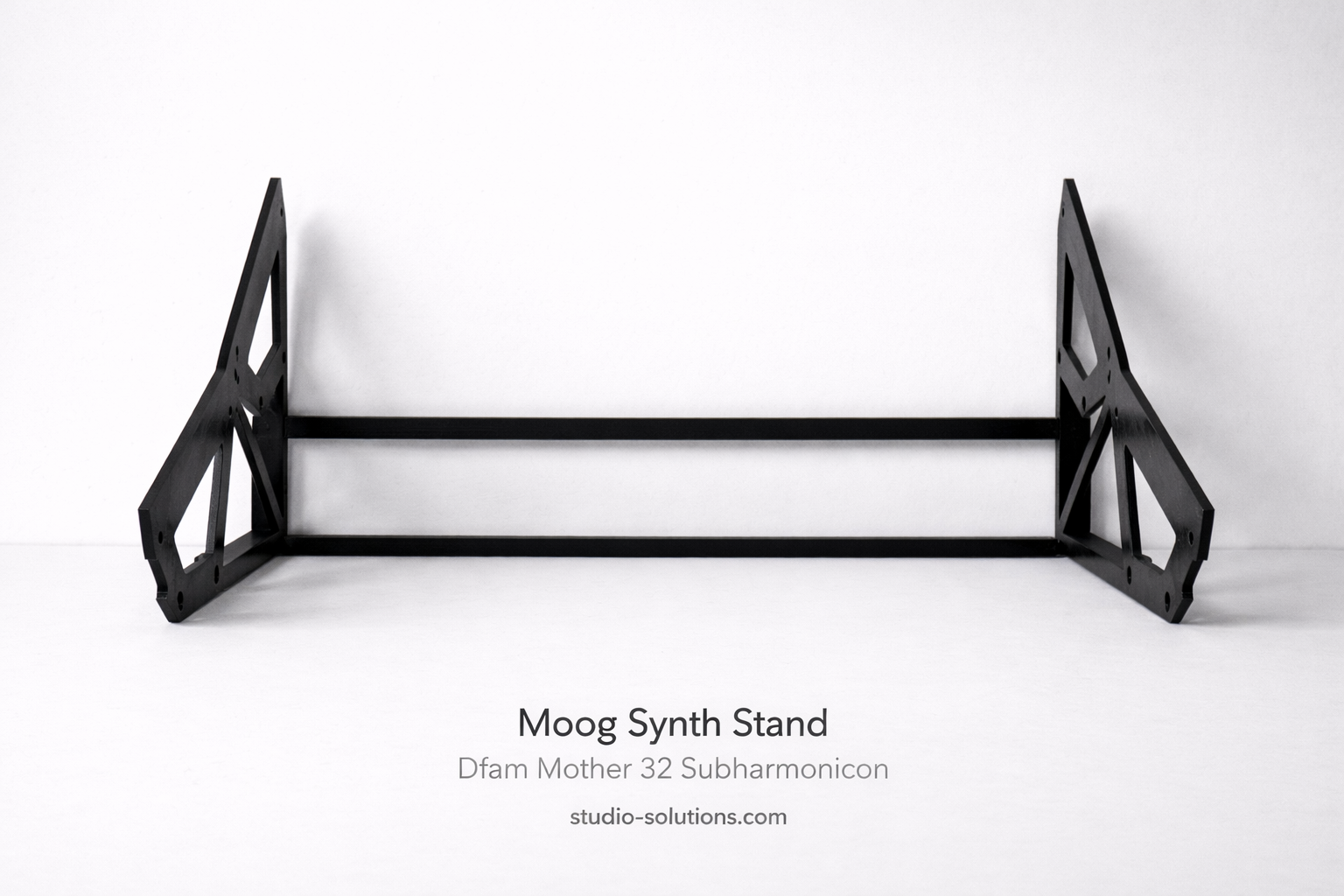 Moog Subharmonicon and DFAM mounted in dual tier desktop stand