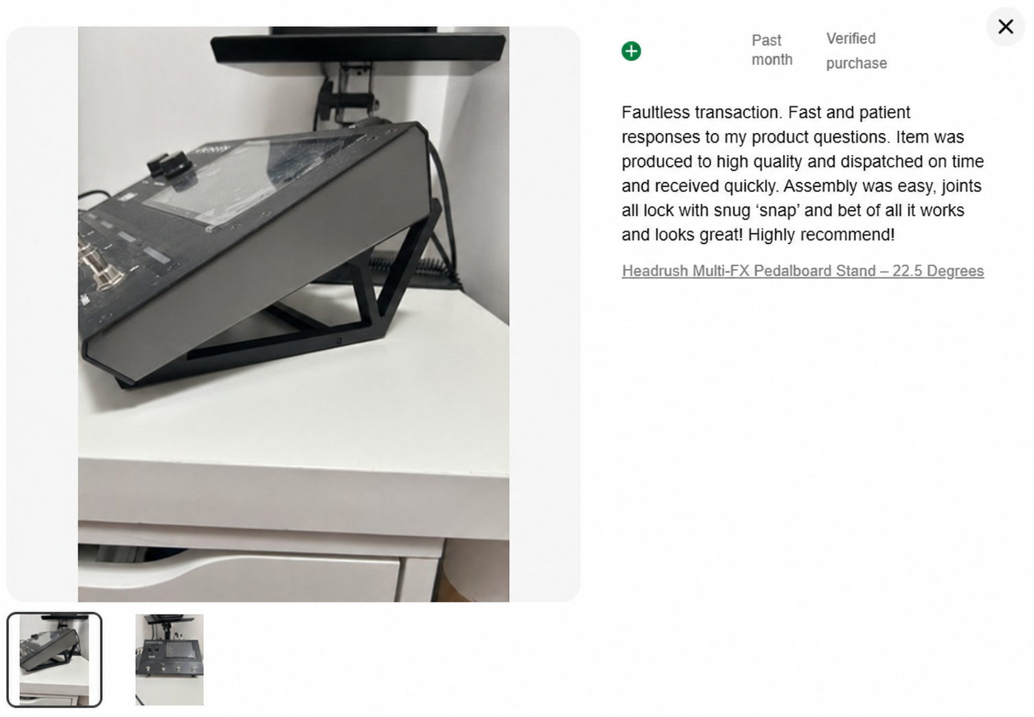 Side view of HeadRush Gigboard desktop riser