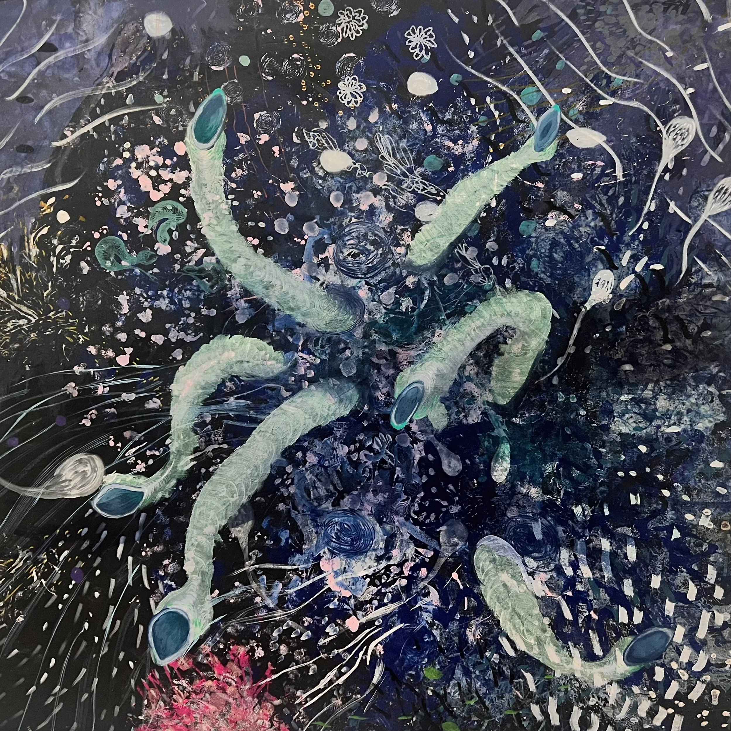 Cosmic Creature Acryl und Lack auf Leinwand 130x120 cm