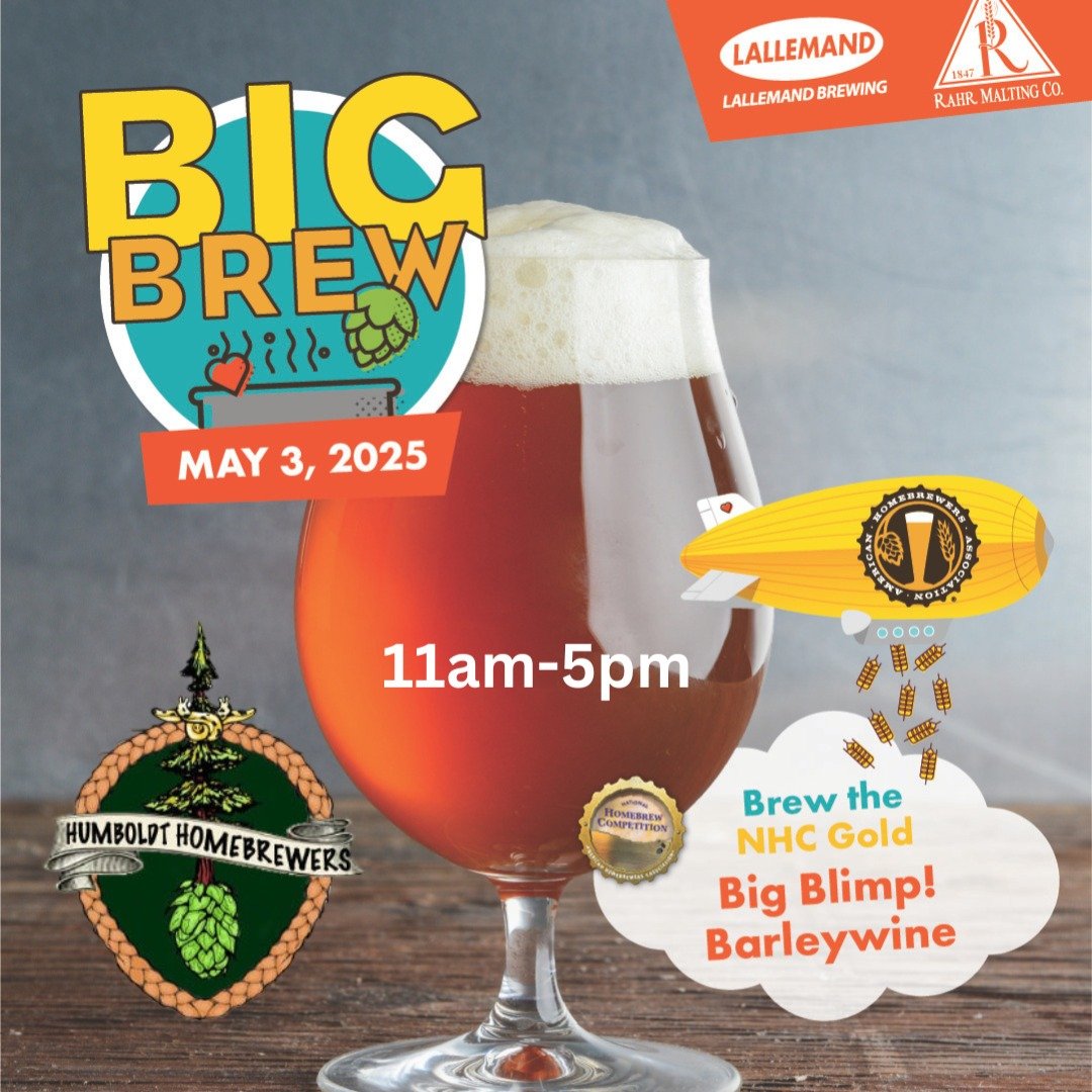 We're hosting Big Brew Day at a member's house this year! Join us and bring a dish for potluck brunch. Maybe bring a few beers to share too. Tasting is required during a brew day!

Message us for details on the location, or join us at the Humboldt Ho