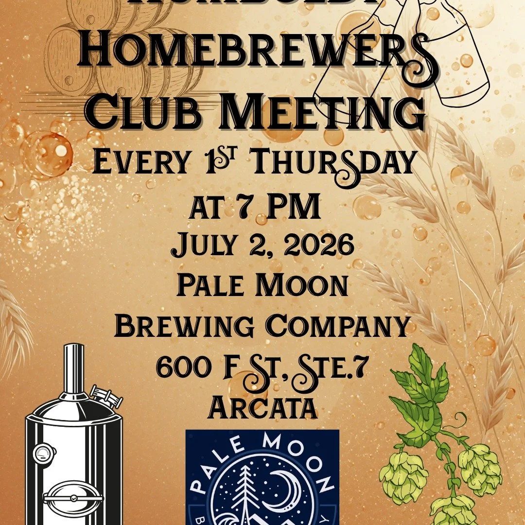 The Humboldt Homebrewers July Club Meeting will be on Thursday, July 2nd, @palemoonbrewing in Arcata, beginning at 7 PM! We'll be re-capping the Homebrew Festival Event and discussing upcoming summer events! Hope to see you there!