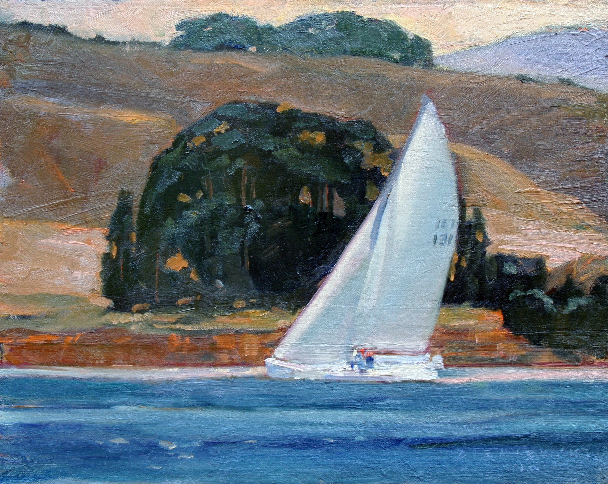 Sailing Tomales Bay, 11 x 14 inches, oil on linen