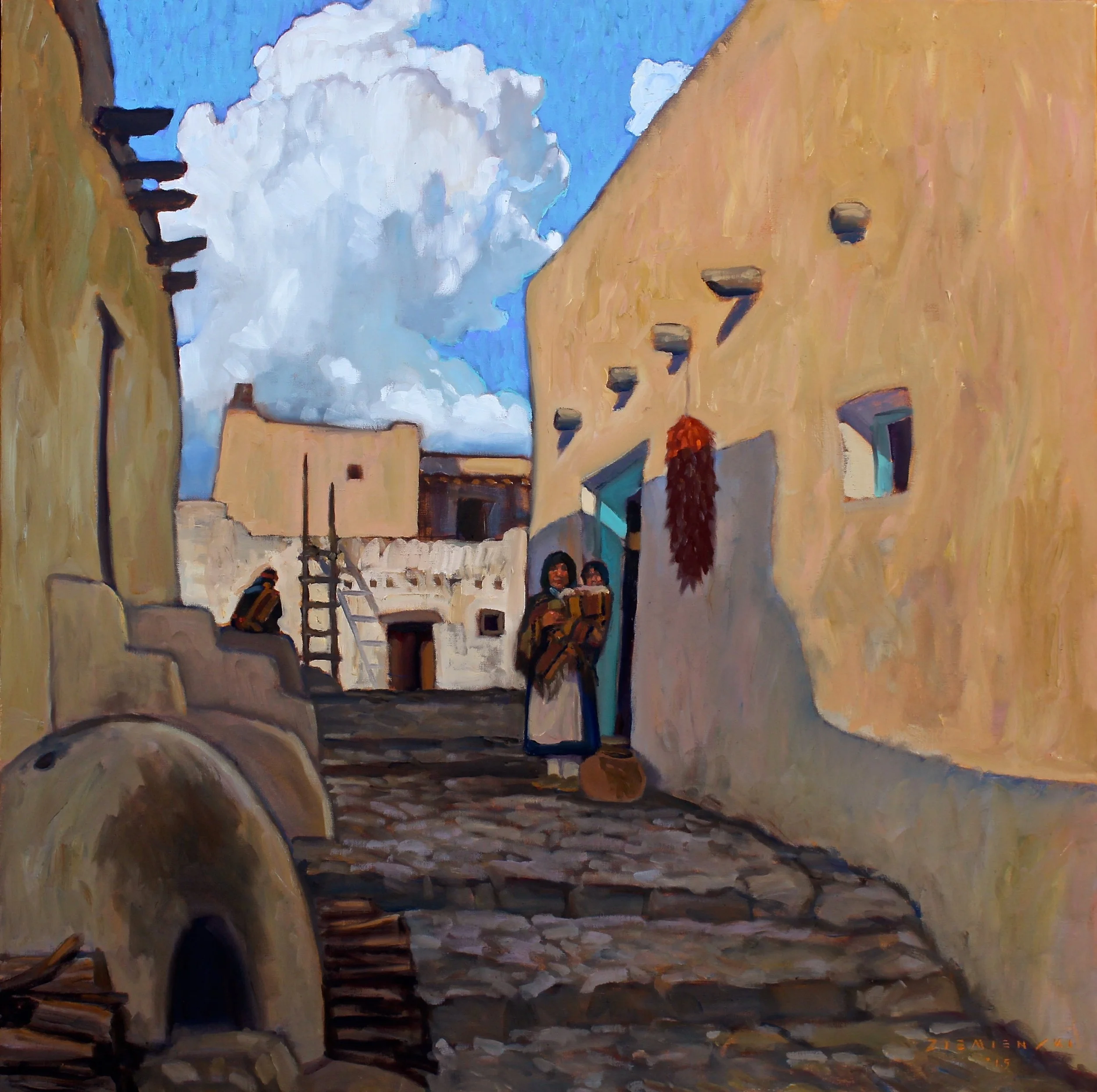 Pueblo Shadows, 40 x 40 inches, oil on linen