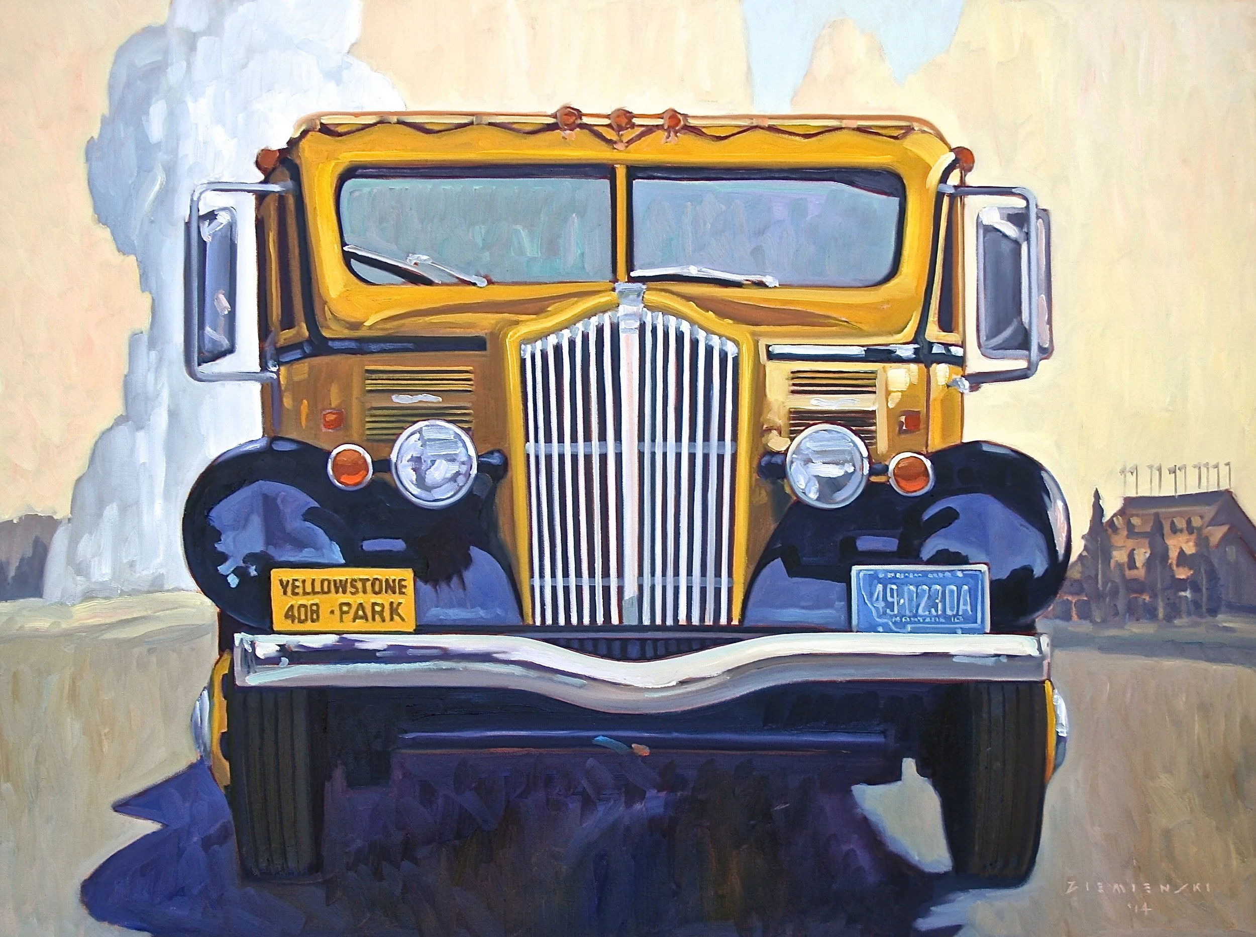 The Yellow Bus at the Inn, 24 x 36 inches, oil