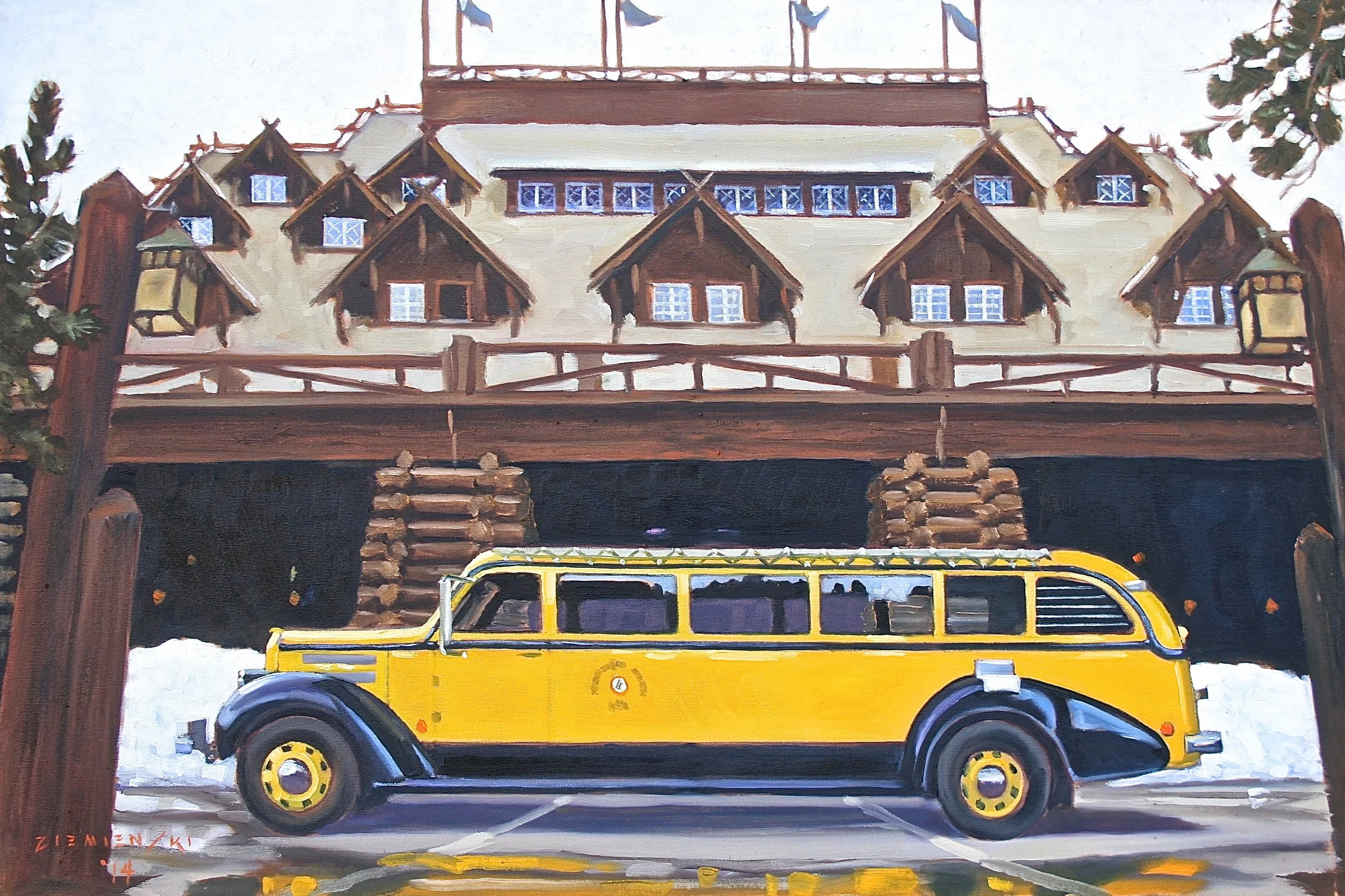 The Yellow Bus, 36 x 48 inches, oil