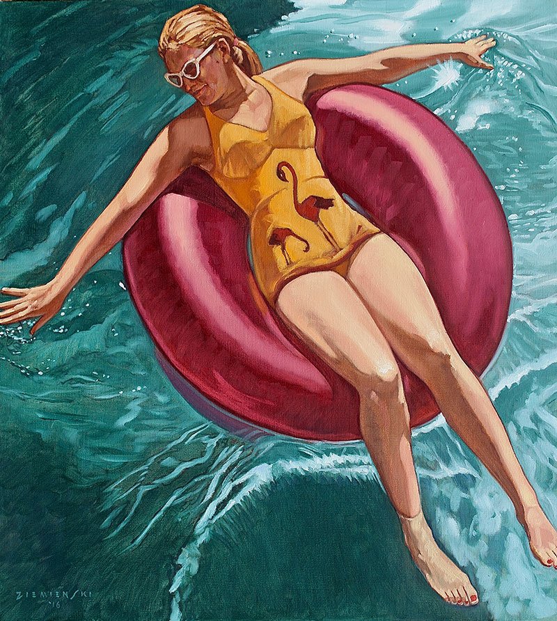 The Flamingo Bathing Suit, 40x36