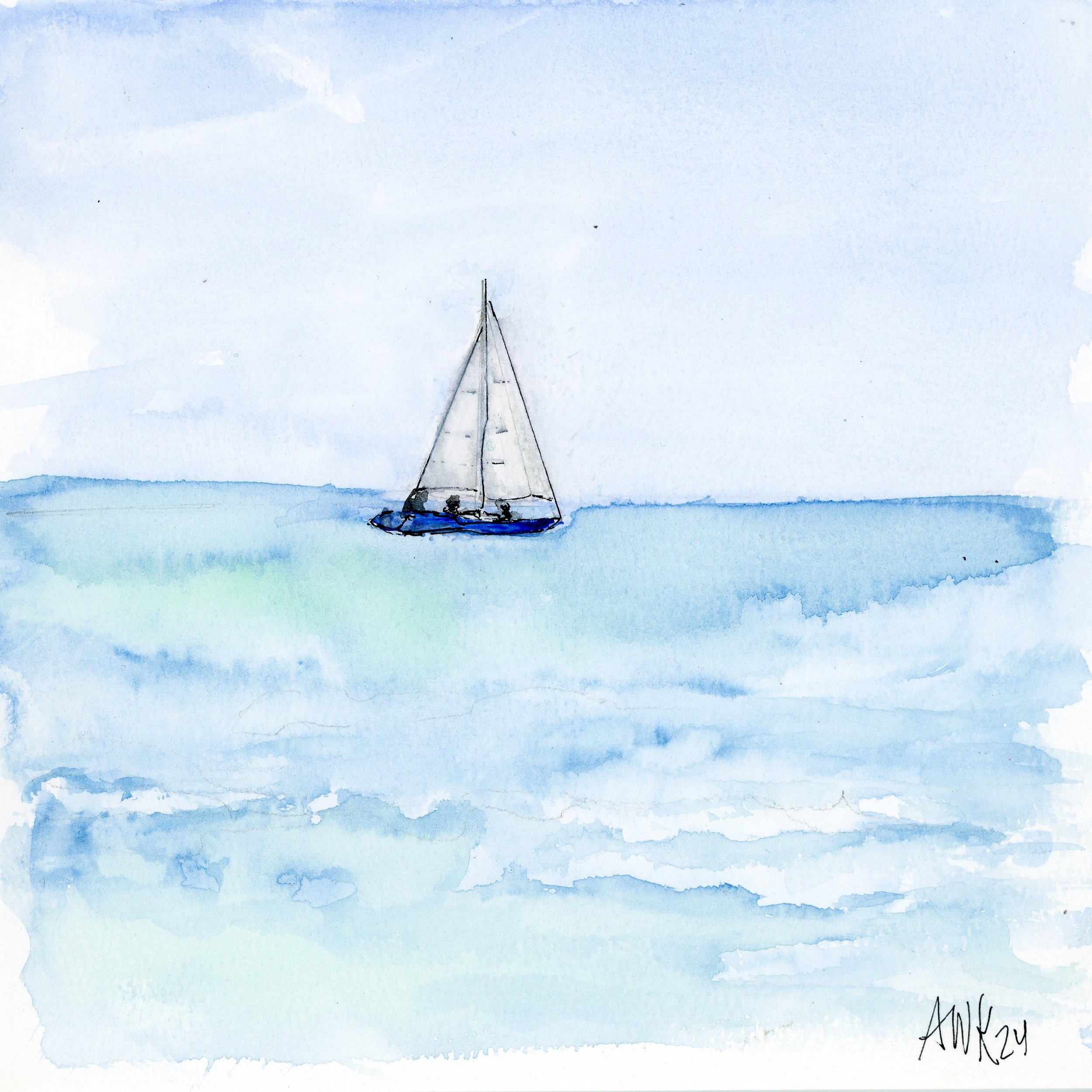 Sailboat Blue on Blue