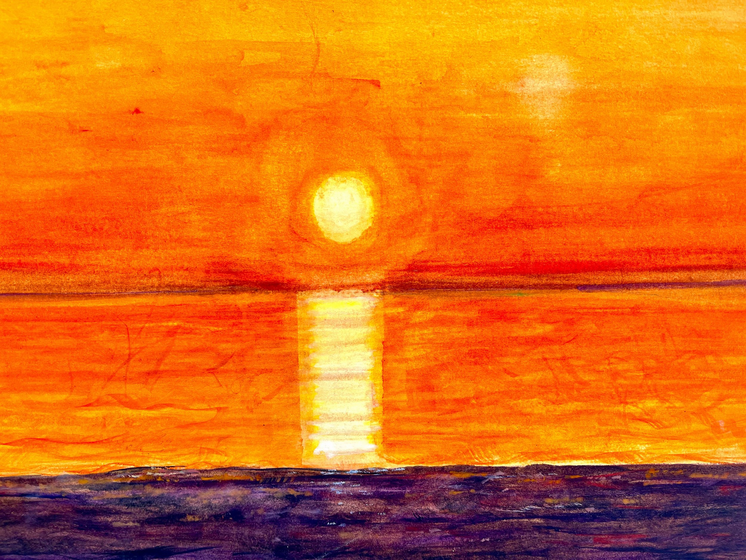 Orange Sunset on Lake Michigan