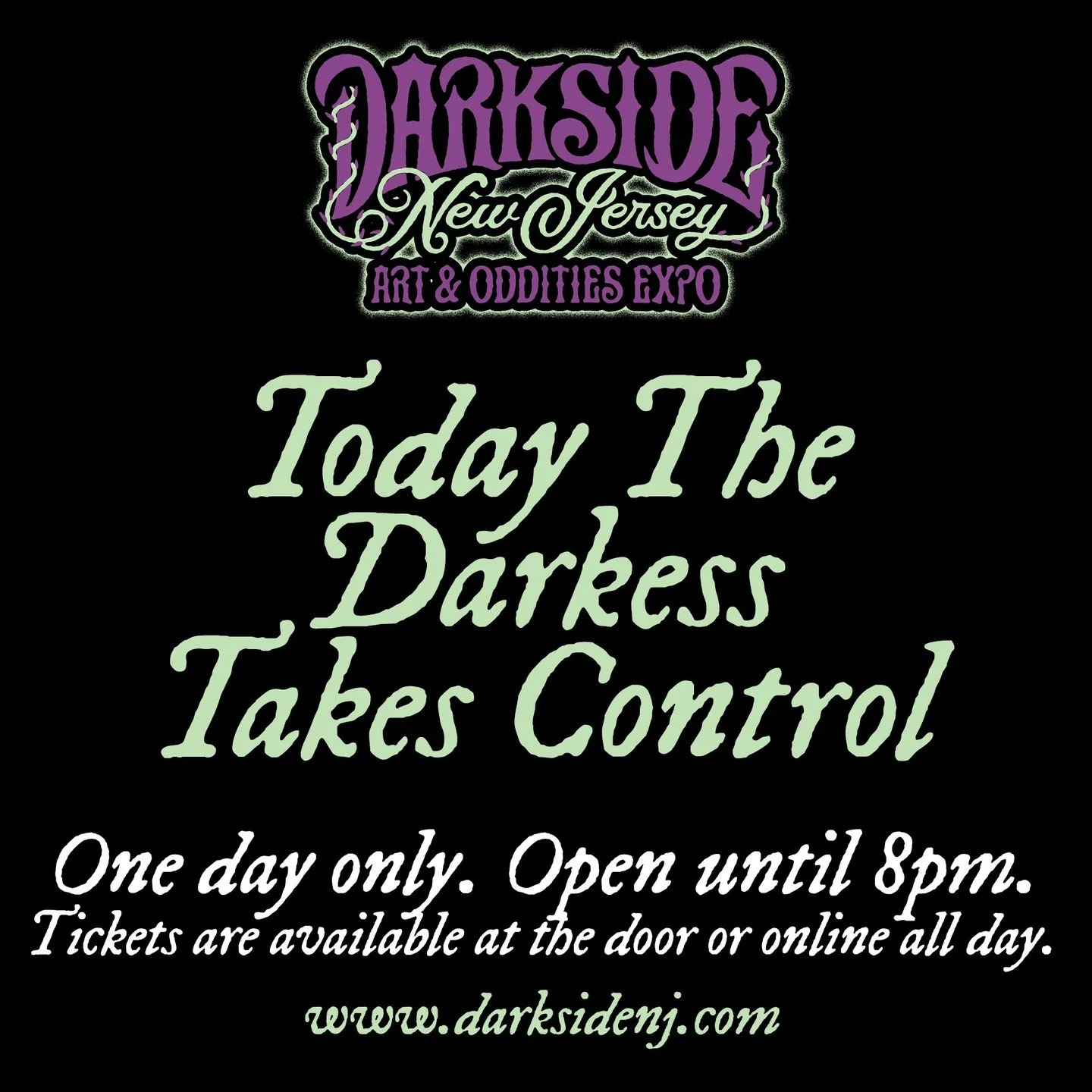 🔥🌑 THE DARKNESS HAS ARRIVED 🌑🔥

Today&hellip; the veil lifts and Darkside NJ opens its gates.

The art is strange. The performances are unholy. The oddities are real.

🩸 Doors open now until 8PM
🎟️ Tickets available online &amp; at the door ($2