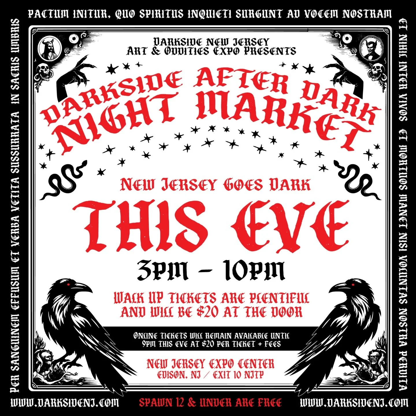 👁️ DARKSIDE AFTER DARK OPENS ITS CRYPT THIS EVE. 3PM-10PM 👁️

The long wait is at an end. Tonight. 3pm - 10pm.
The shadows are waiting&hellip; and so is the Darkside.
February is the new October.

Darkside After Dark takes over the New Jersey Conve