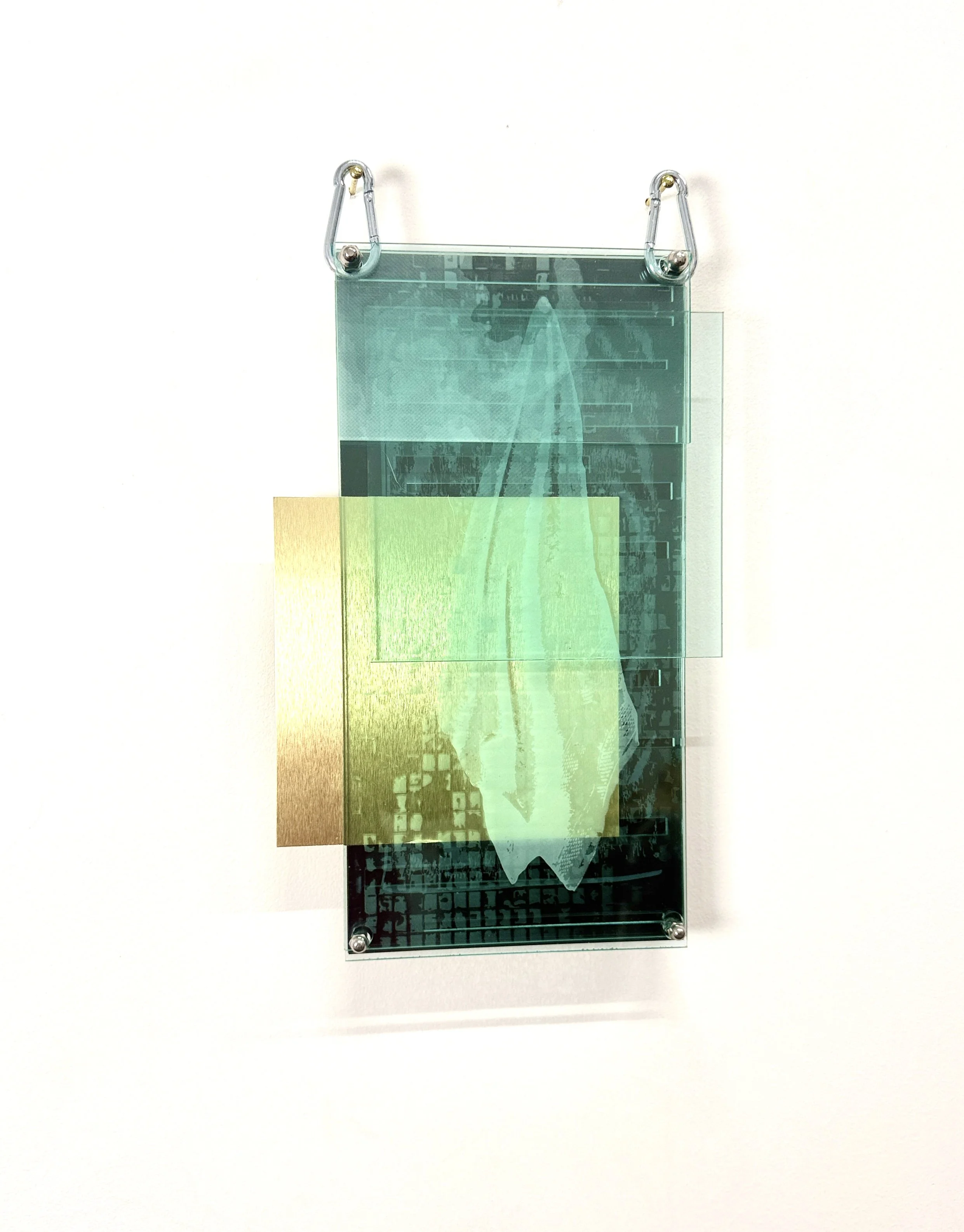 Hard Towel,
2026,
Etched acrylic and anodized aluminum,
14" x 7"