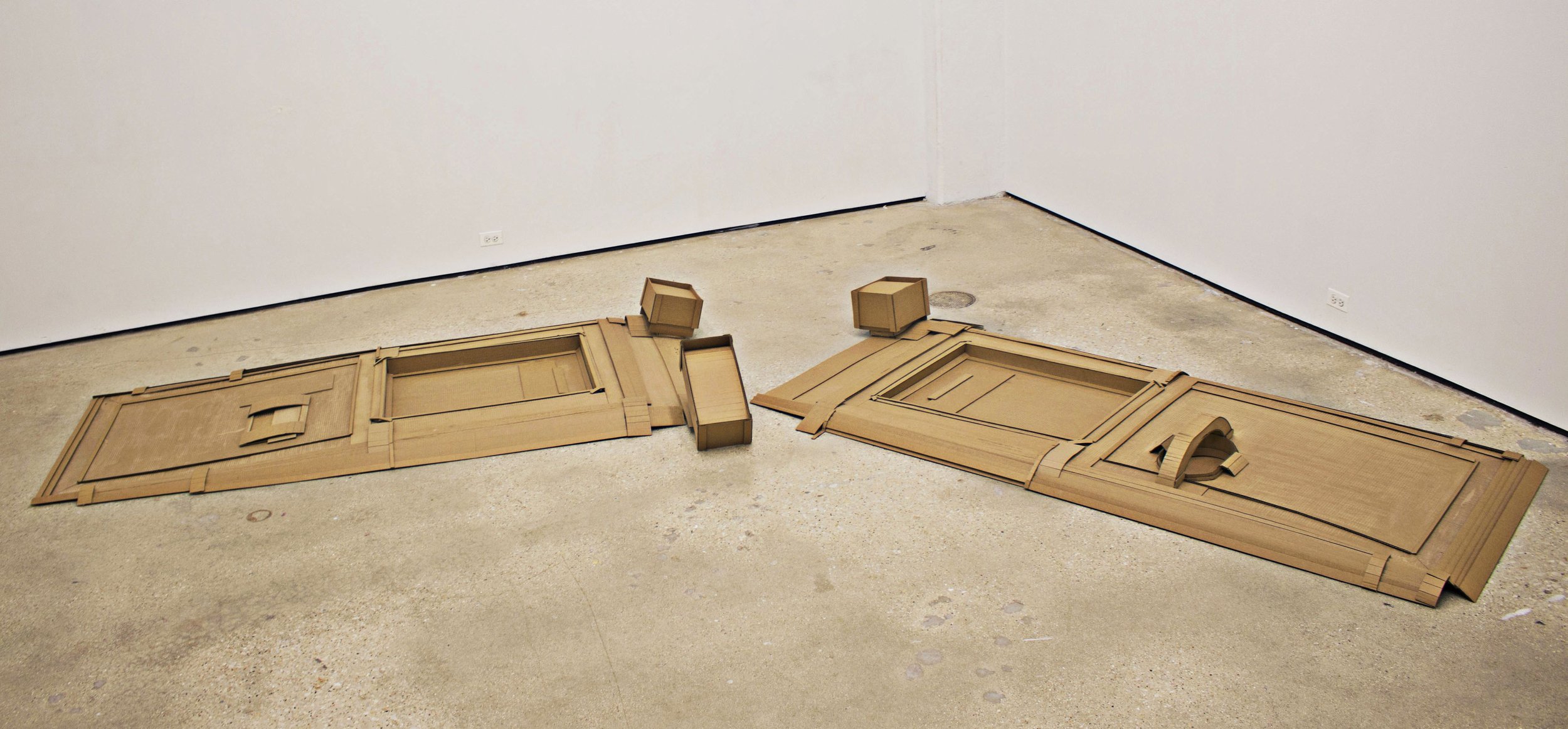 Ambulance Doors, 2016, cardboard, 60" x 28" x 6" (each door)