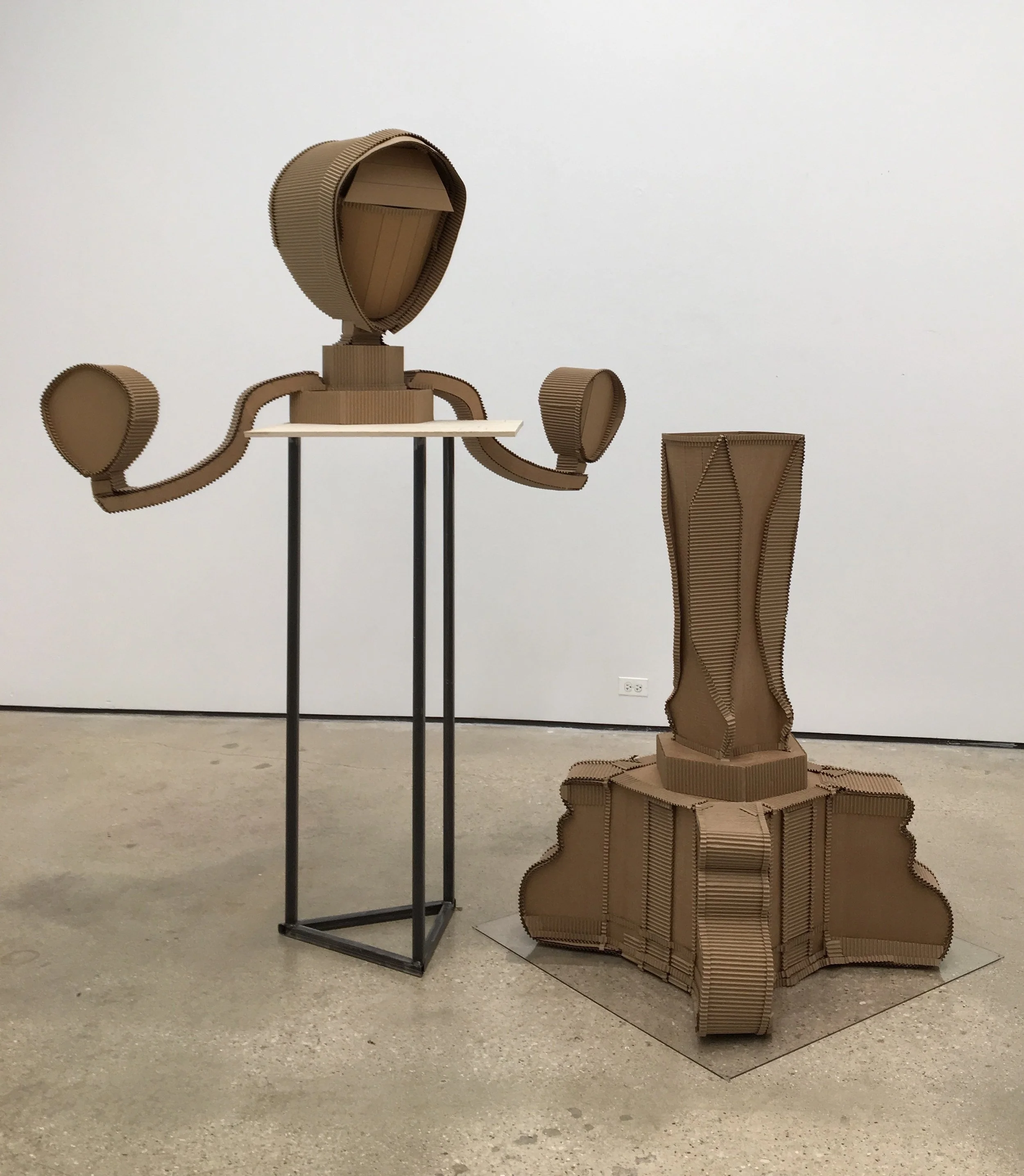Decapitated Parisian Lamppost, 2016, cardboard, steel, wood, polycarbonate, 65" x 28" x 30"