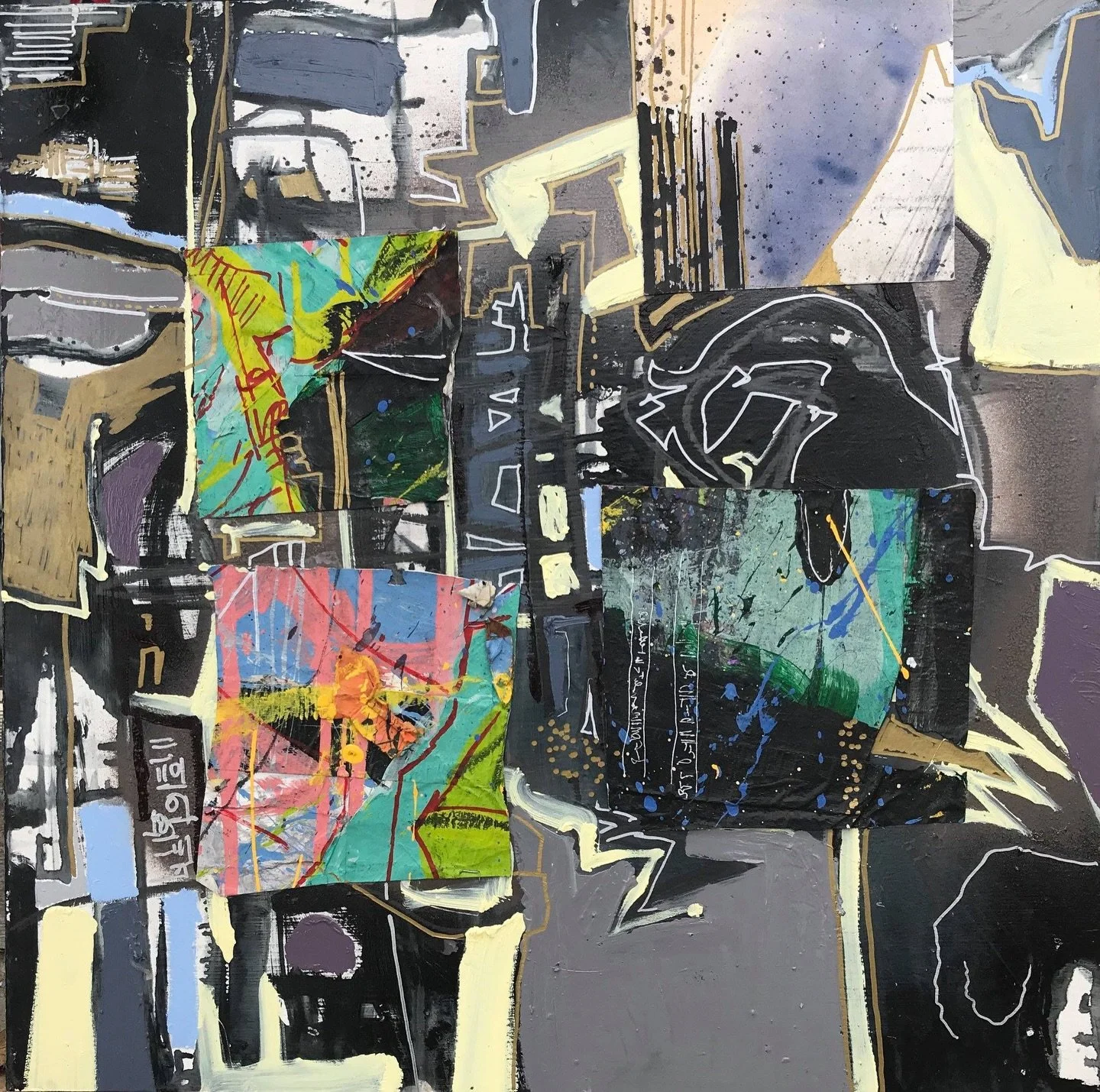 I&rsquo;ve always been drawn to the tension between two things at once. This piece &ldquo;Anonymity Of The Rain&rdquo; lives in that space. The grays and blacks create a quiet structure, and inside it are two panels that behave like interruptions. Th