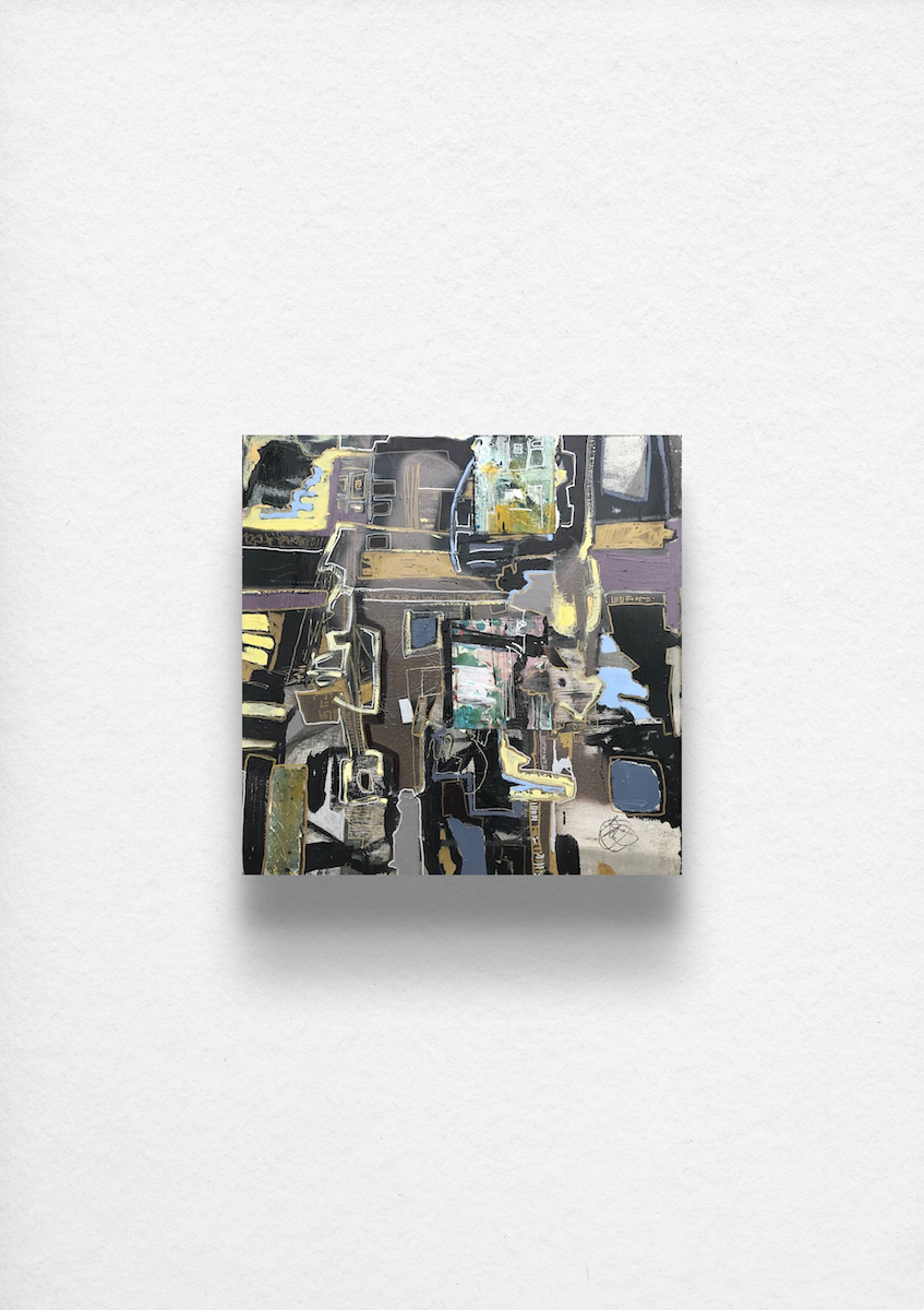 "Burned Bridges", Mixed Media on Panel, 24”x 24”, 2018