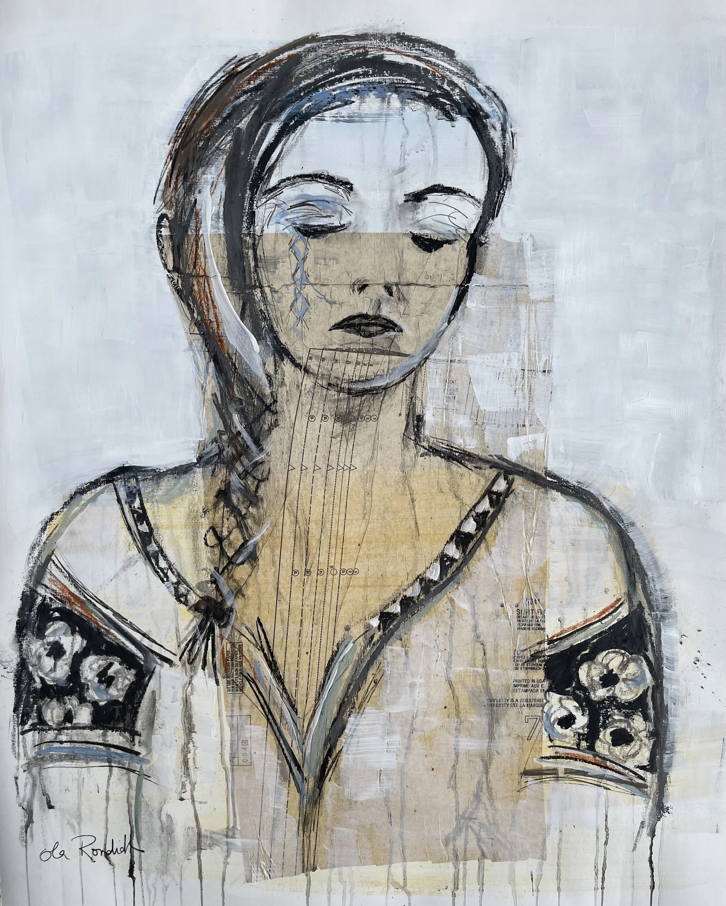 War Woman 19, 2022
Acrylic collage and charcoal on paper
36 x 30 inches (91.50 x 76 cm)