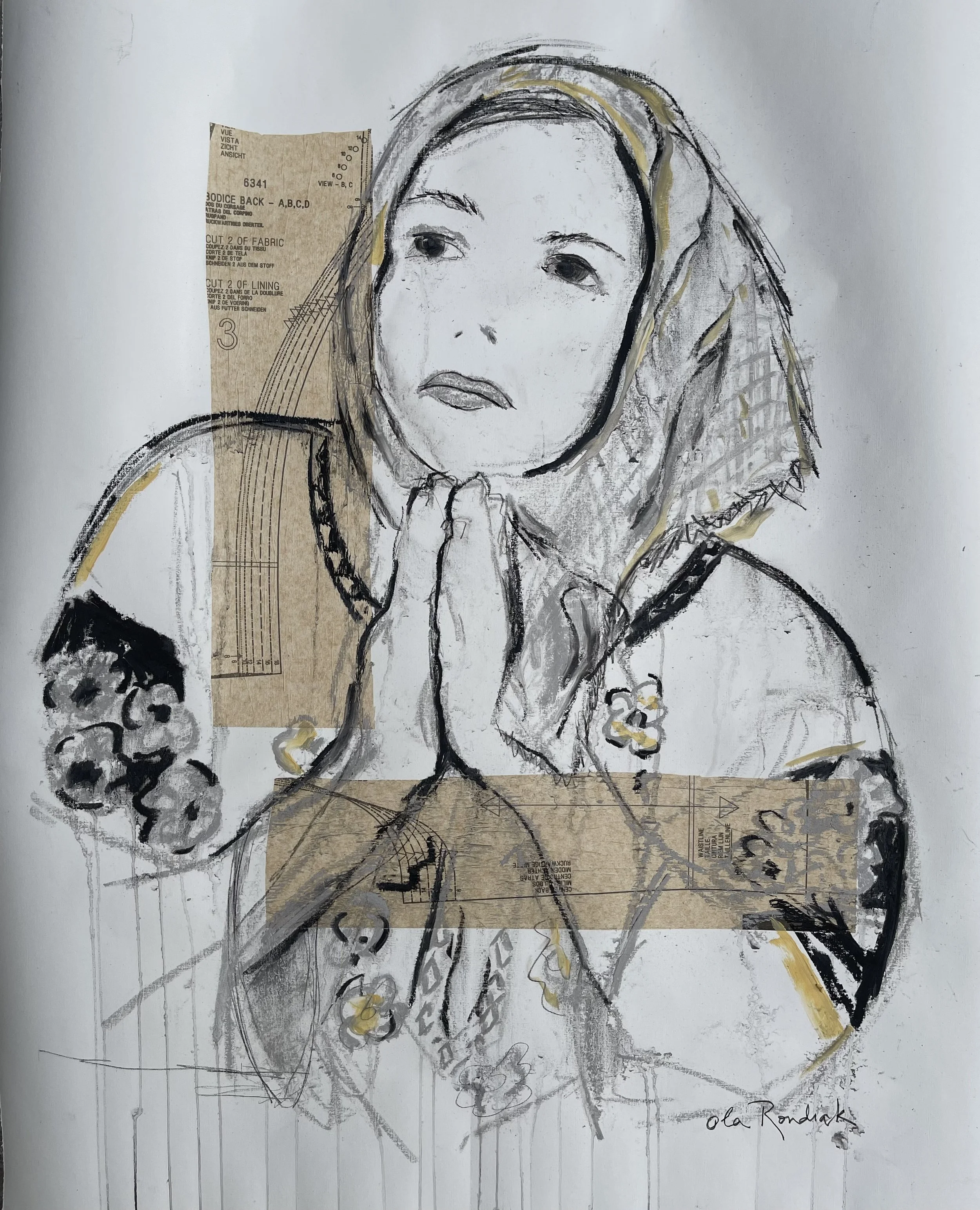 War Woman 18, 2022
Acrylic collage and charcoal on paper
36 x 30 inches (91.50 x 76 cm)