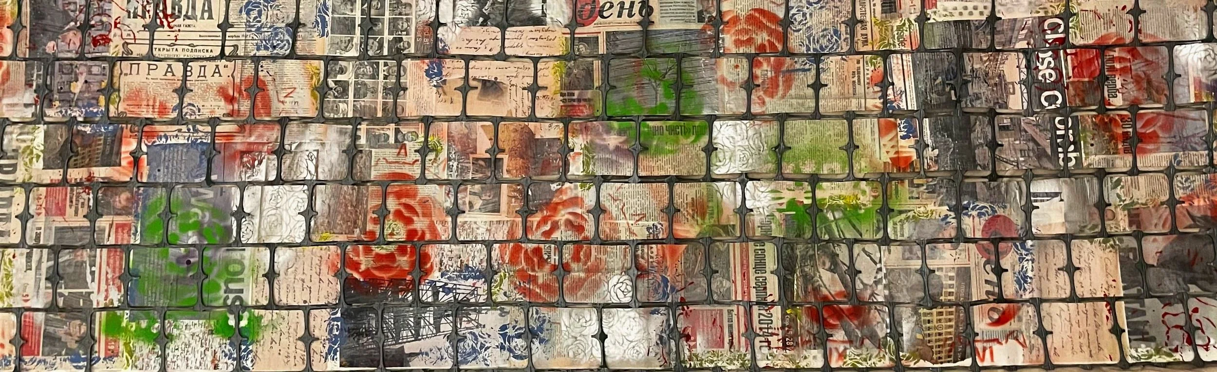 Echoes from the past, 2021
Acrylic Collage on Canvas 
24 x 108 inches (61 x 274 cm) 