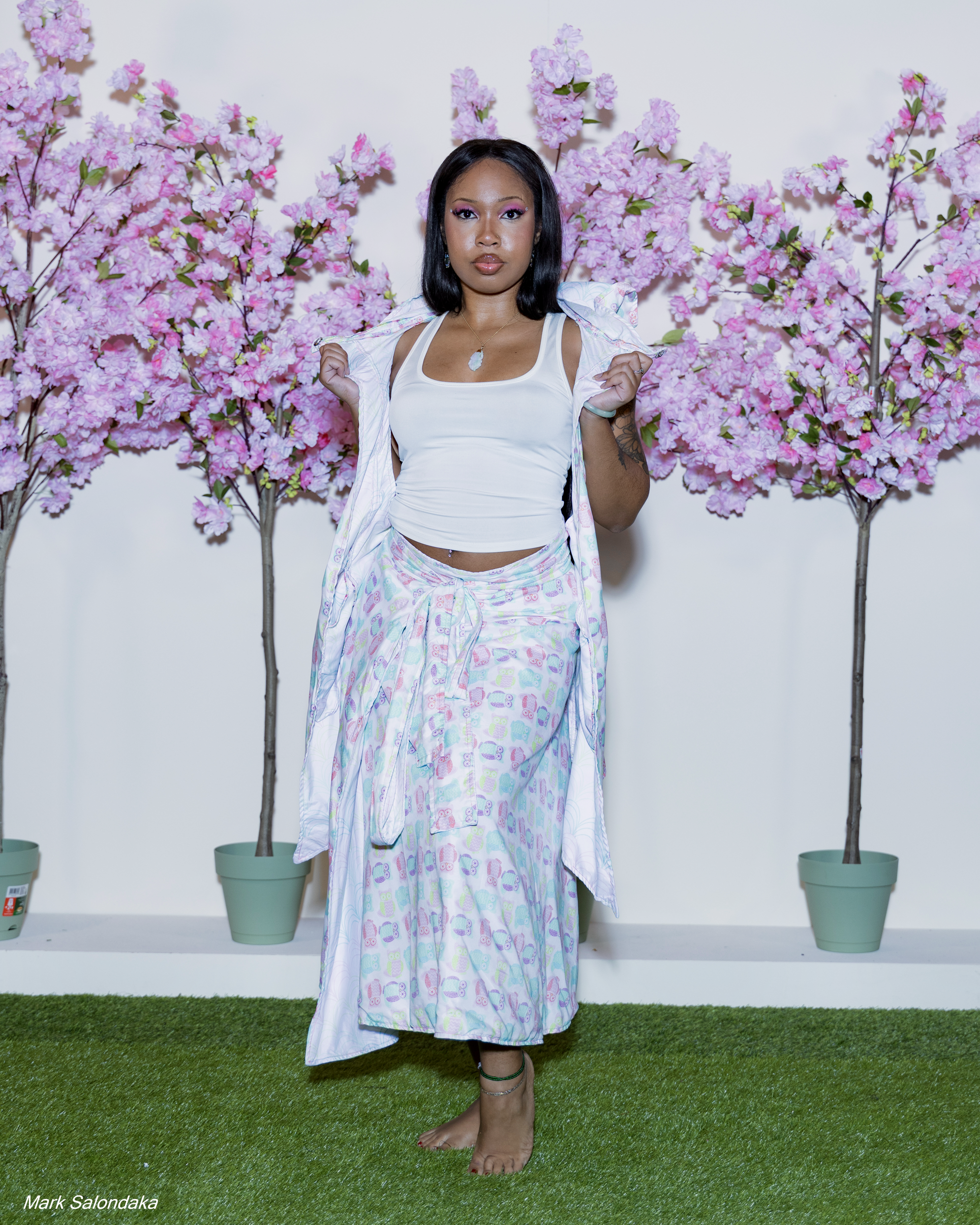 Model: Kaela. Wearing: Wrap Skirt and Cowled Cloak (Relaxed, Reversible)