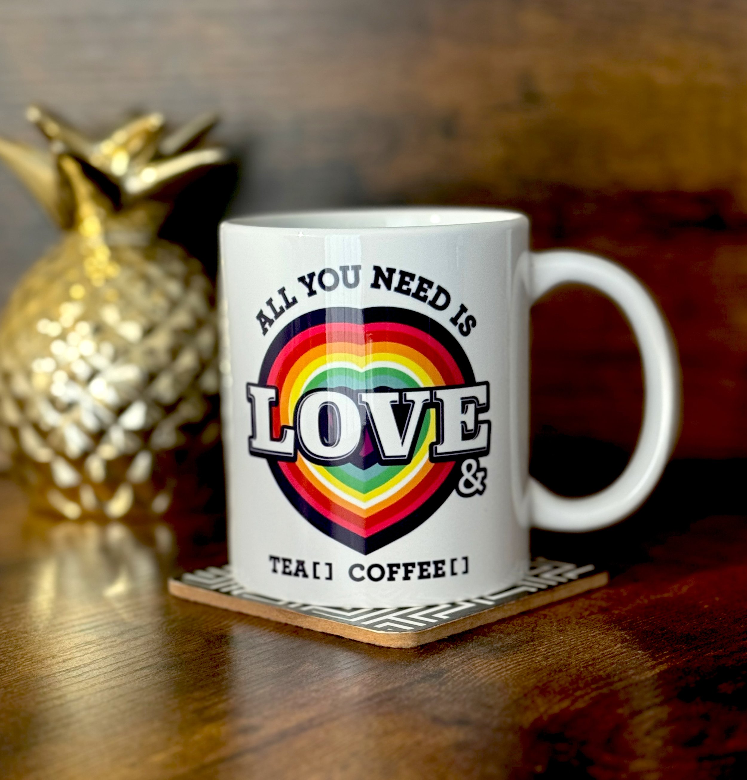 Rainbow LOVE Heart Ceramic 11oz Mug