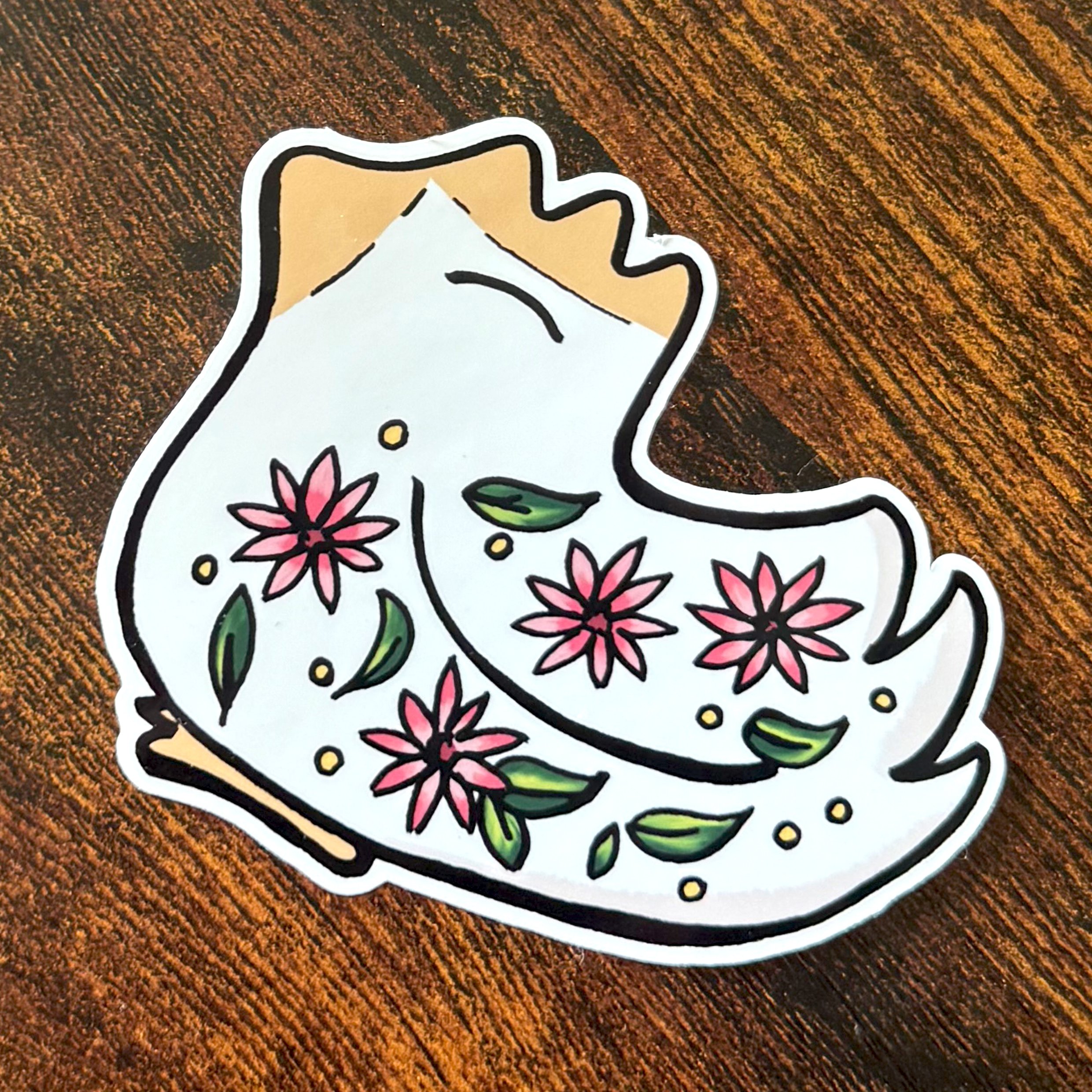 Stickers - Chick with flowers - Hand drawn
