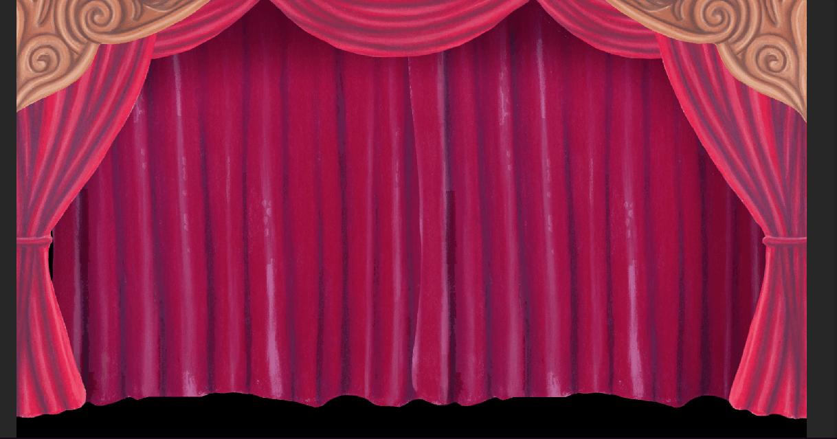 Theatre Curtains Opening Animation, The Generous Muskoom, Thatgamecompany x COREBLAZER game jam, Chalk Pastel
