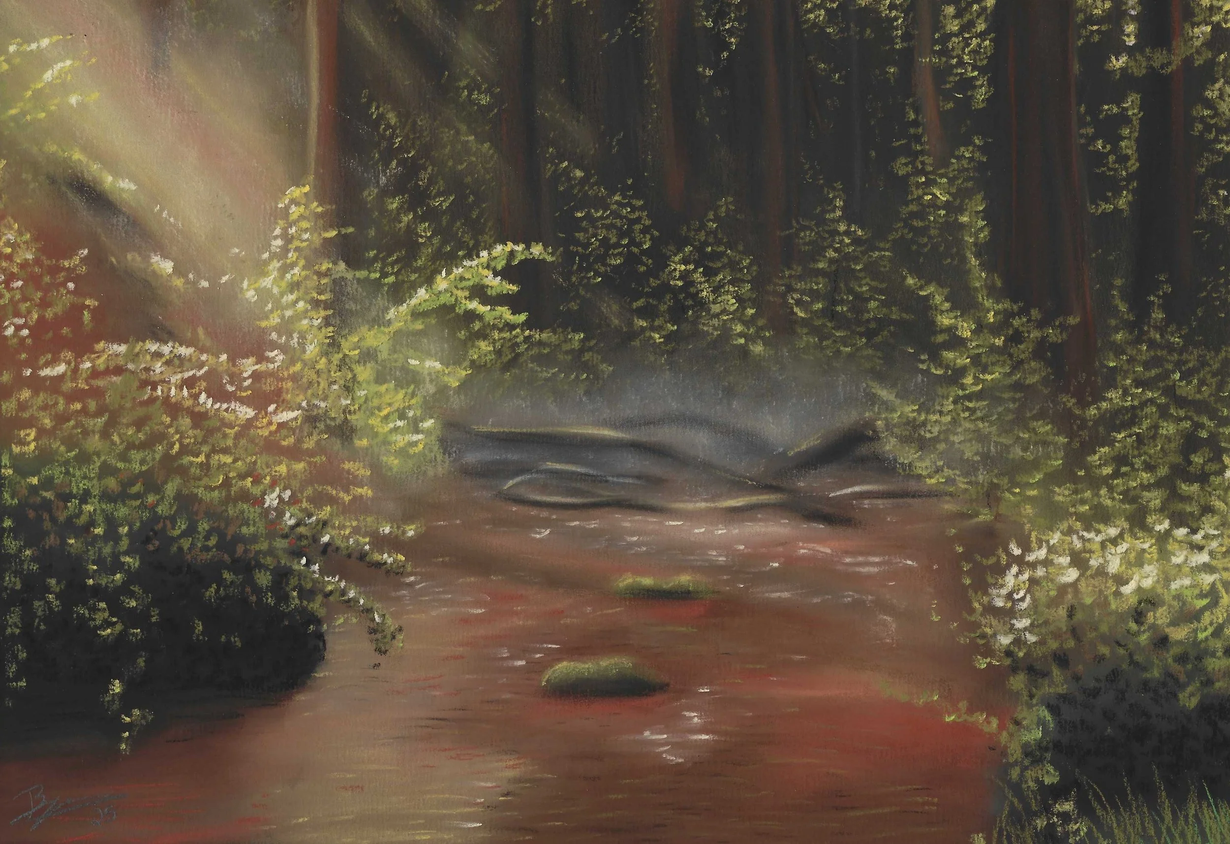 Landscape Chalk pastel on 9x12in UArt Sanded Paper