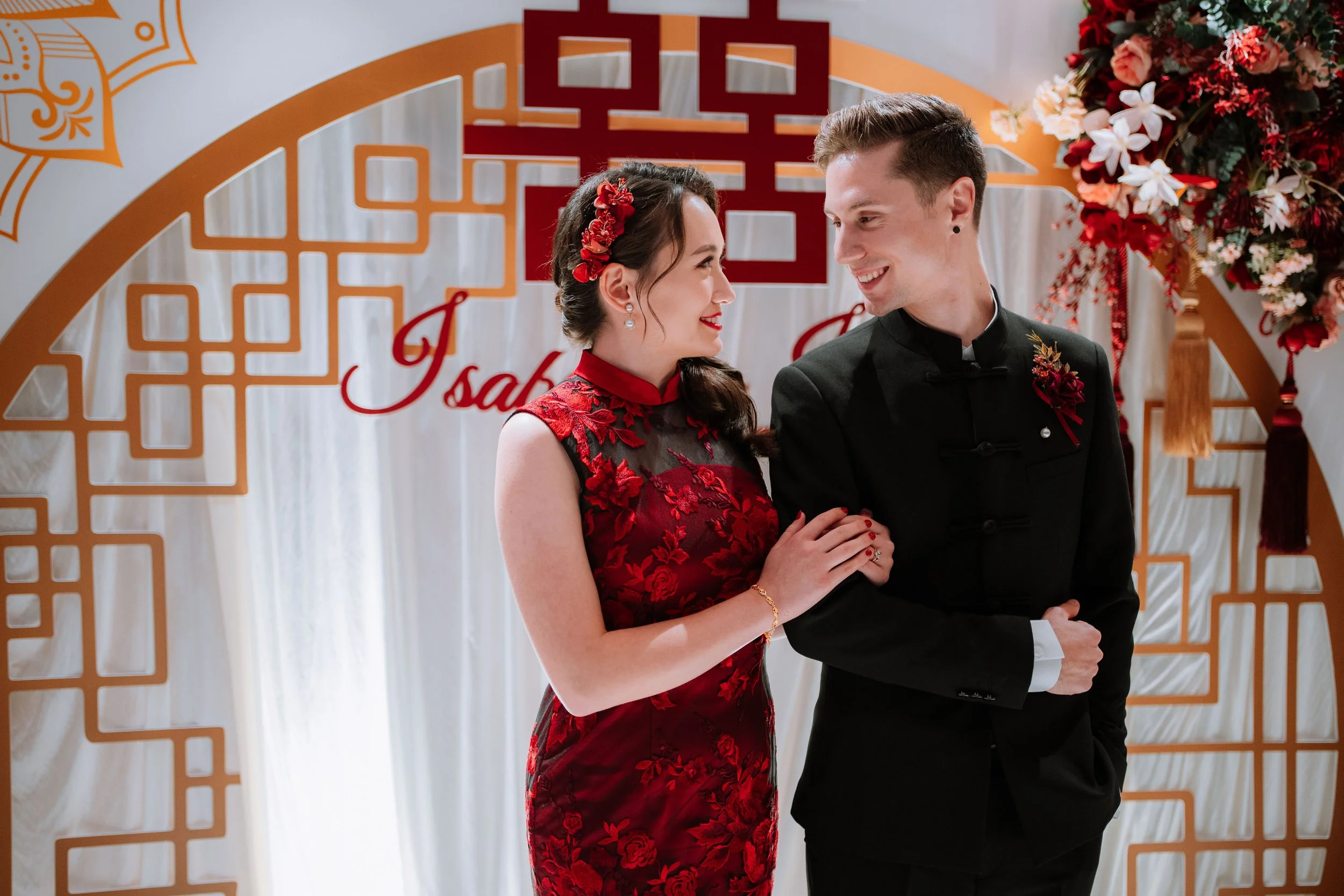 Red qipao gown
