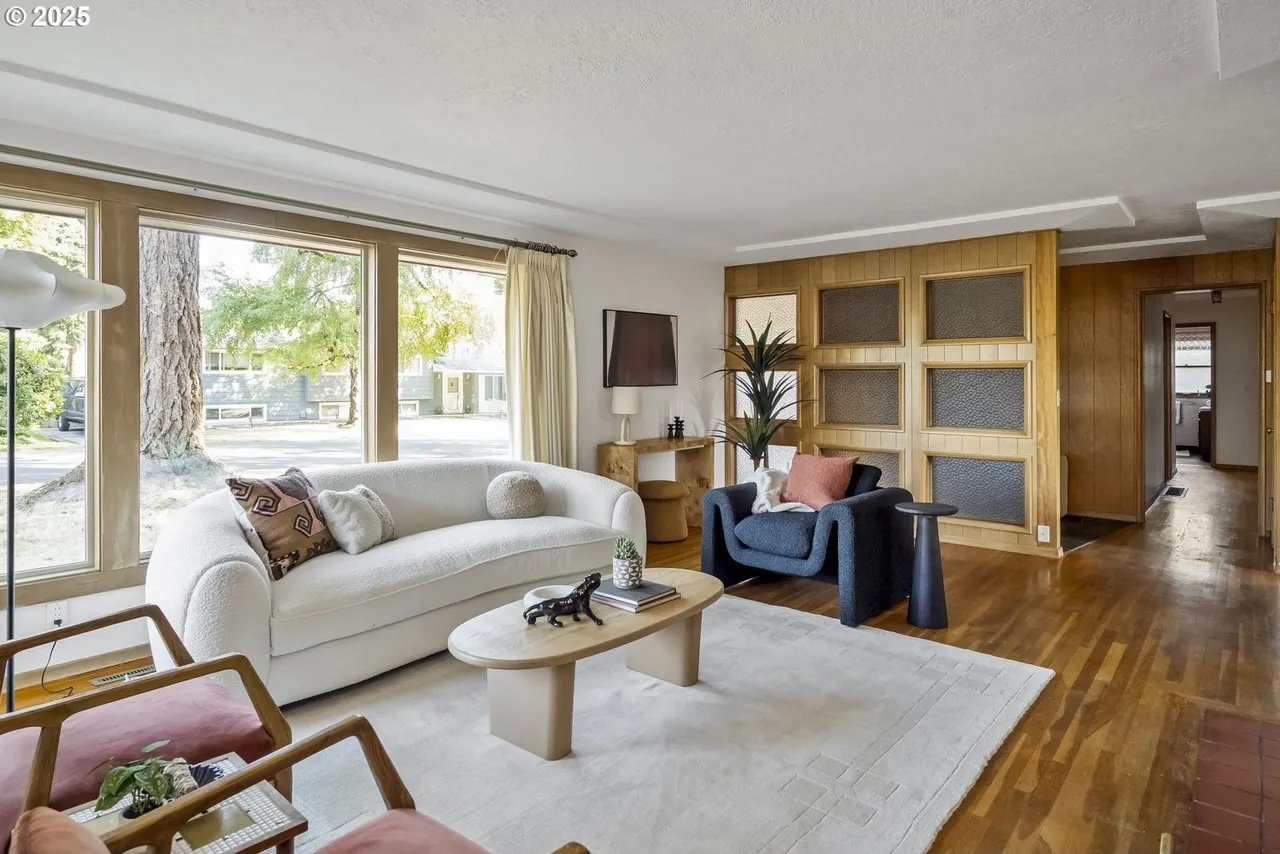 A sprawling all original mid century home gets uplifted with a carefully designed home staging that compliments this one of a kind home 