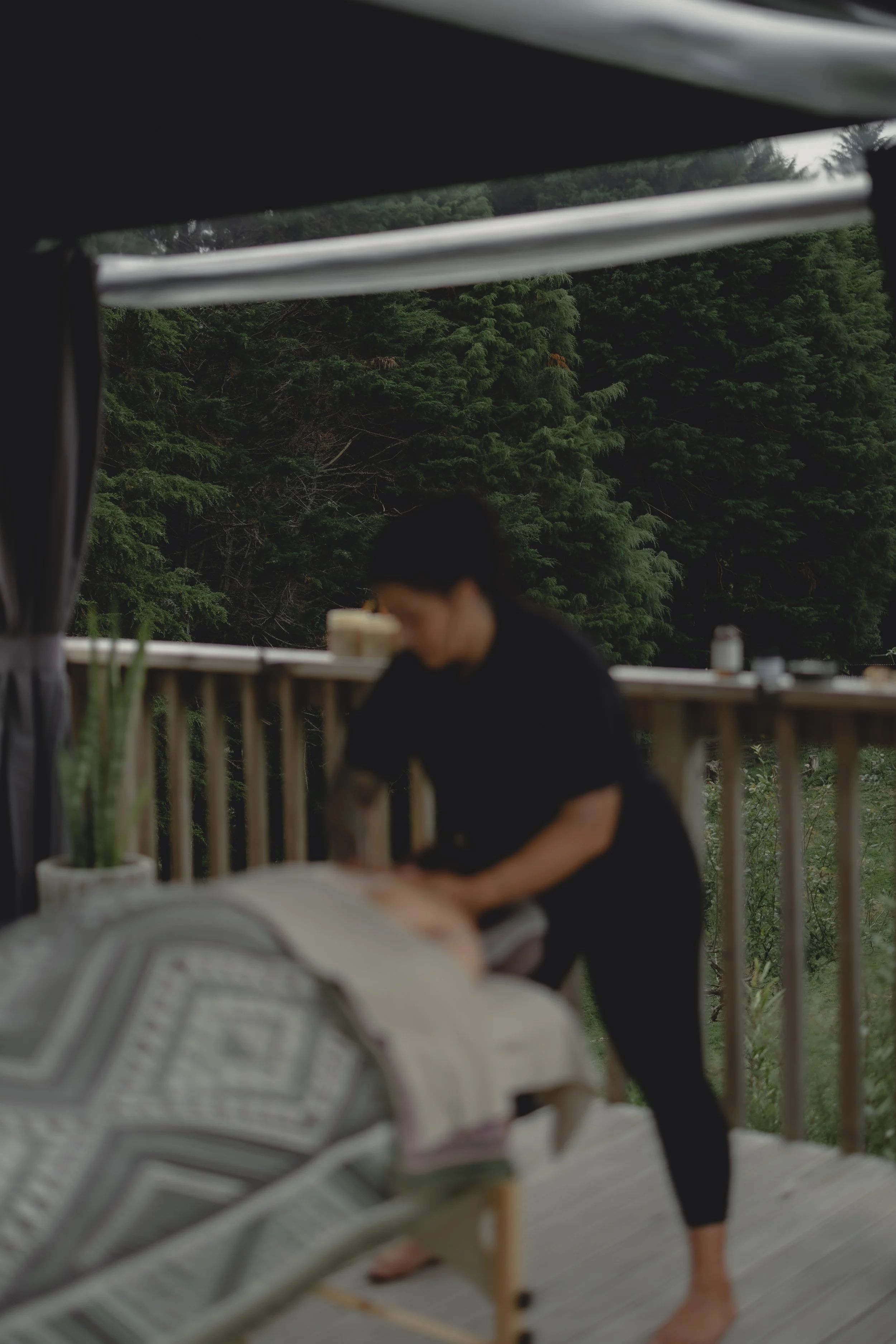 Massage outside in nature. 