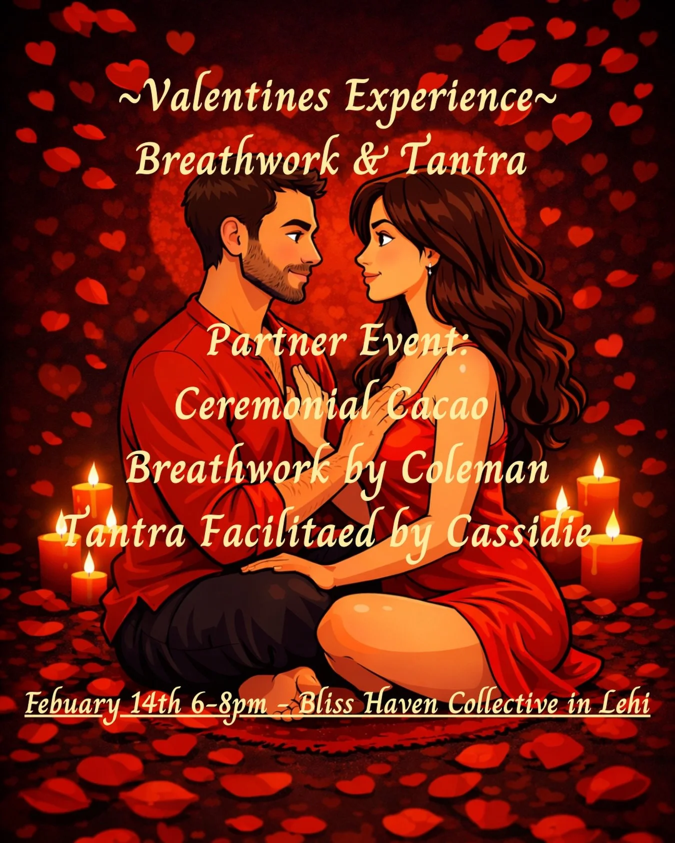 ❤️Signups are live for the Valentines event ❤️

Spend your Valentine&rsquo;s Day intentionally with your partner in a space designed for deep connection, nervous system regulation, and intimacy.

This partner-only experience is an invitation to slow 