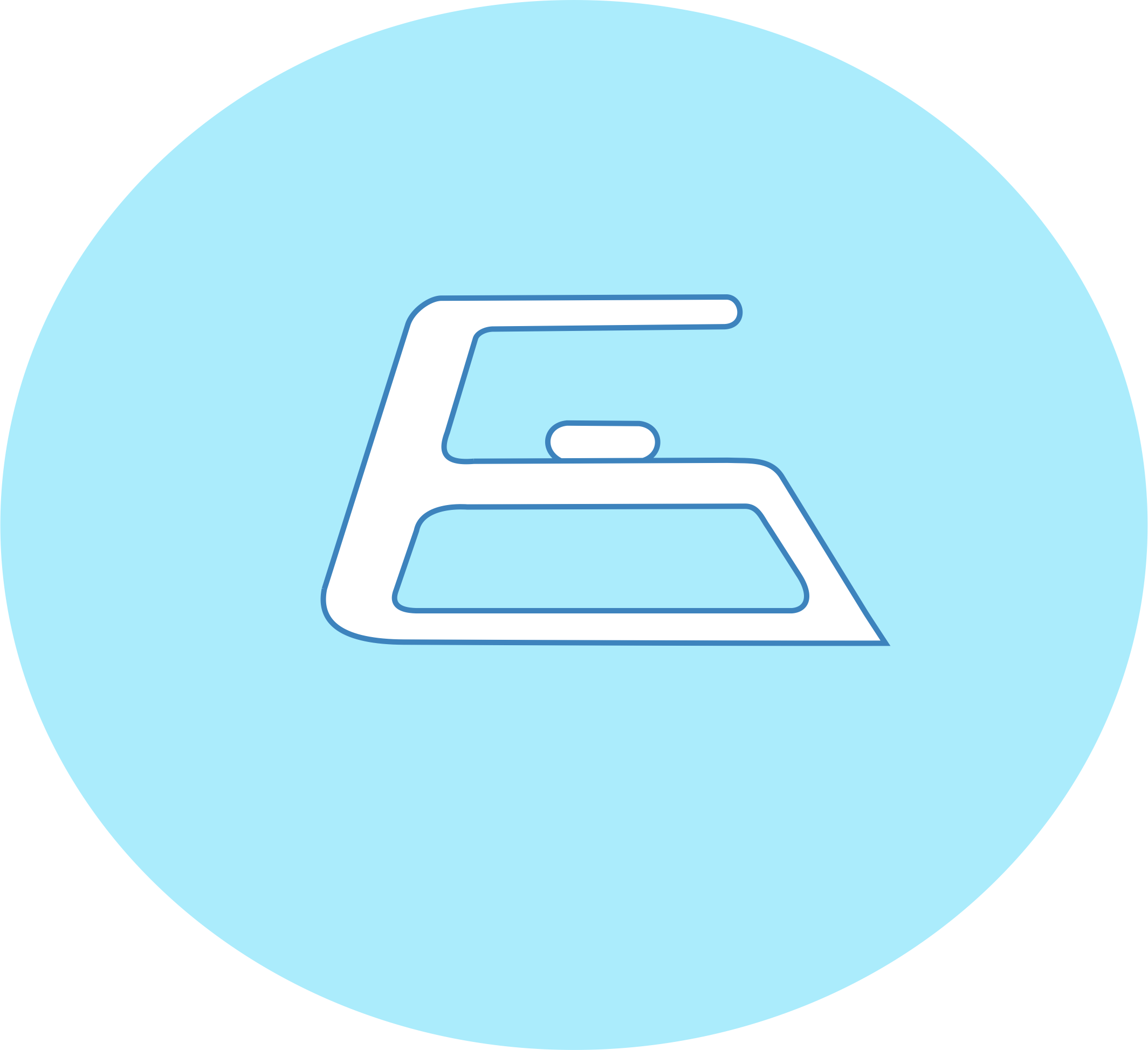 Icon of an iron on a light blue circular background