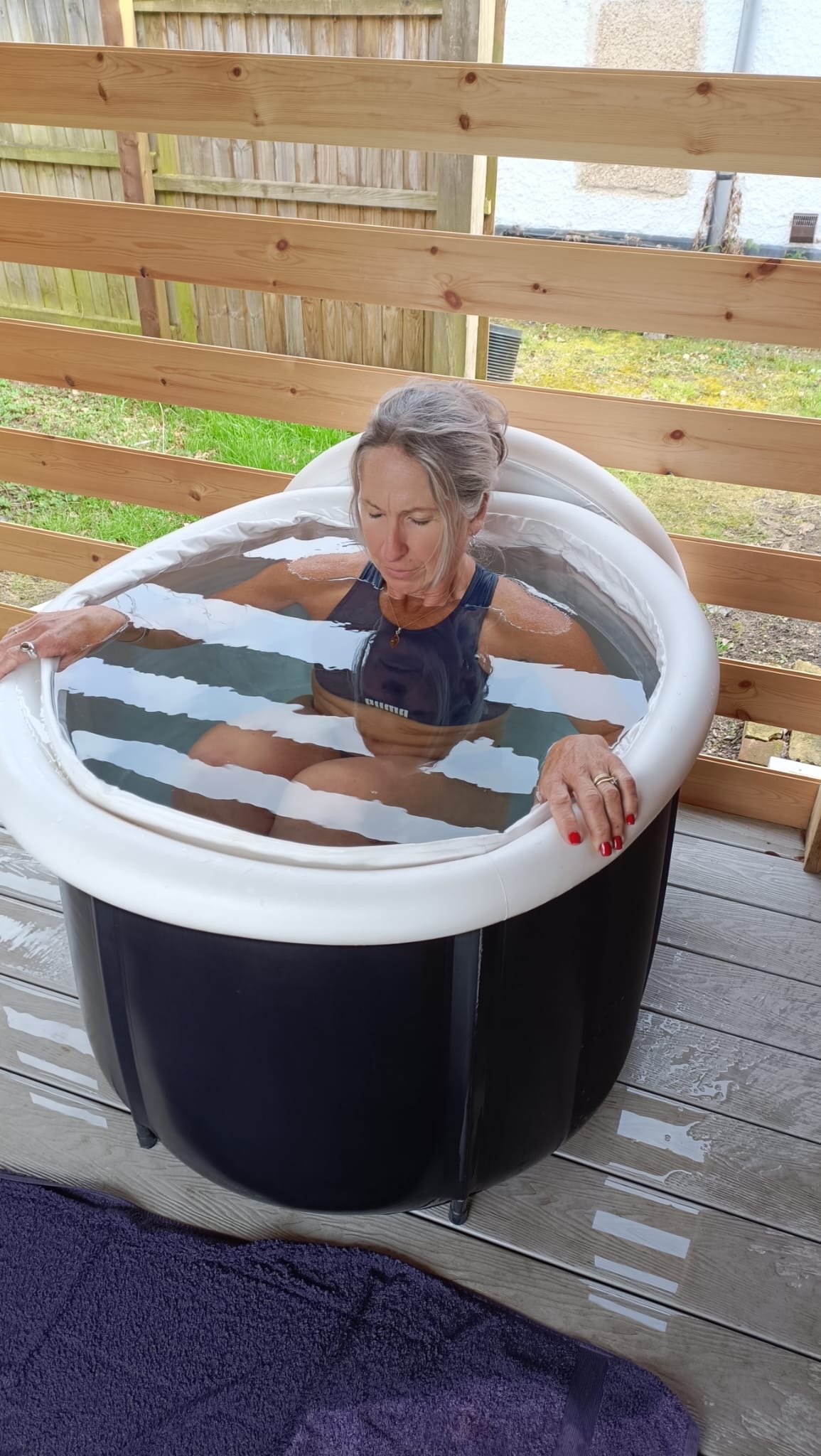 Garden shower, cold water therapy, cool off, wood fired sauna. Health Yourself. Harriets House. Coltishall


