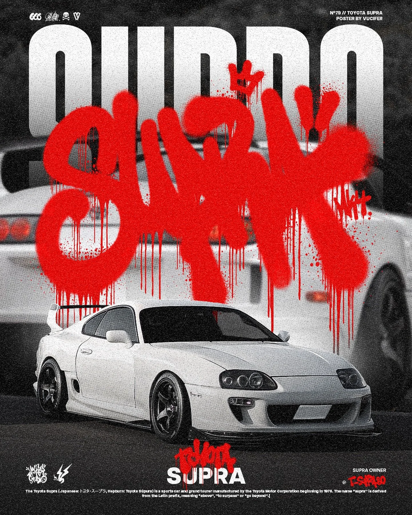 N&ordm;79 // supra :: owner @t_supra80 
Swipe for type process
&mdash;
Made with photoshop and procreate
#graphicdesign #art #poster #jdm #supra #typography