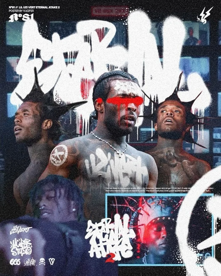 N&ordm;81 // eternal @liluzivert 
Swipe for type process
&mdash;
Made with photoshop, procreate and after effects
#graphicdesign #art #poster #liluzivert #typography