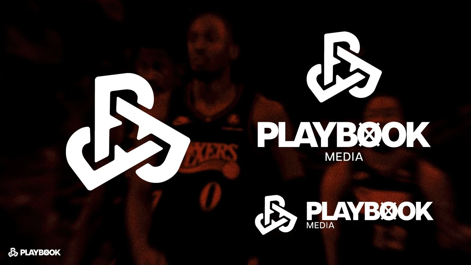 Playbook Media logo lockups: mark alone, stacked and horizontal