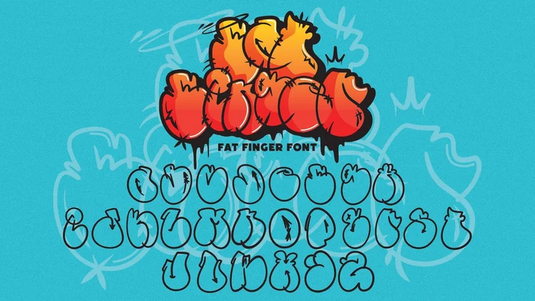Fat Finger graffiti font full alphabet