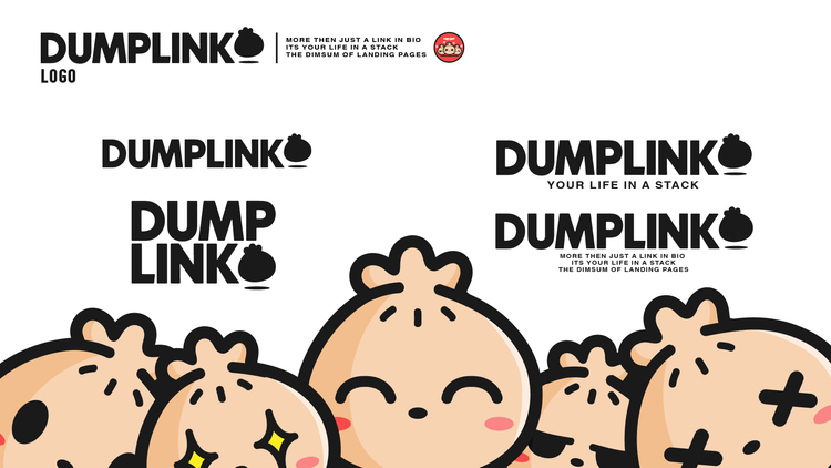 Dumplink wordmark and dumpling mascot