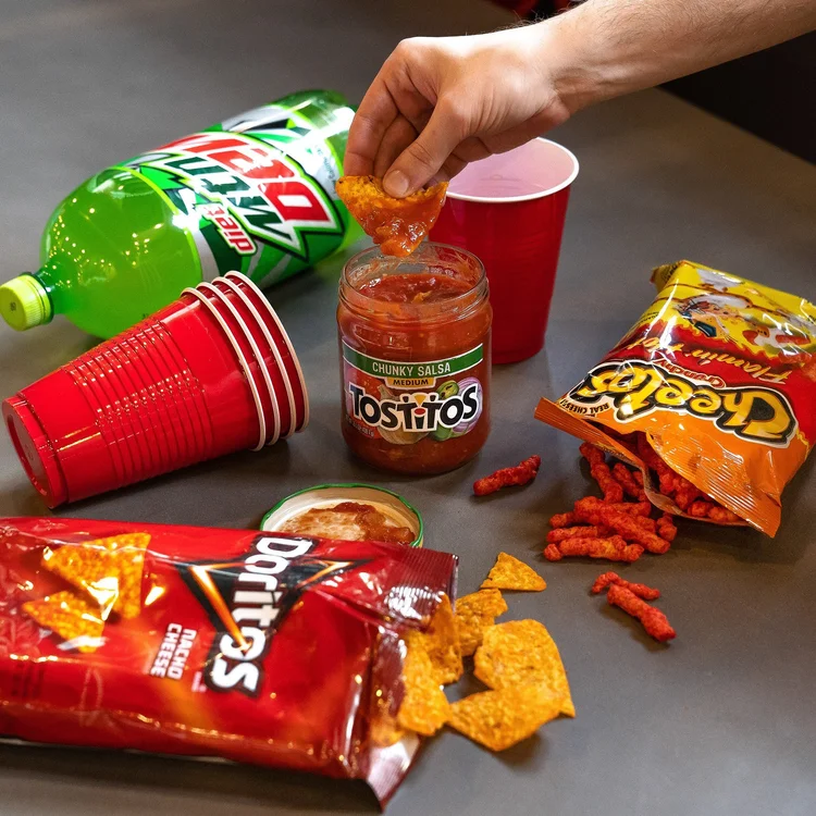 Styled snack and drink product scene shot for Gopuff