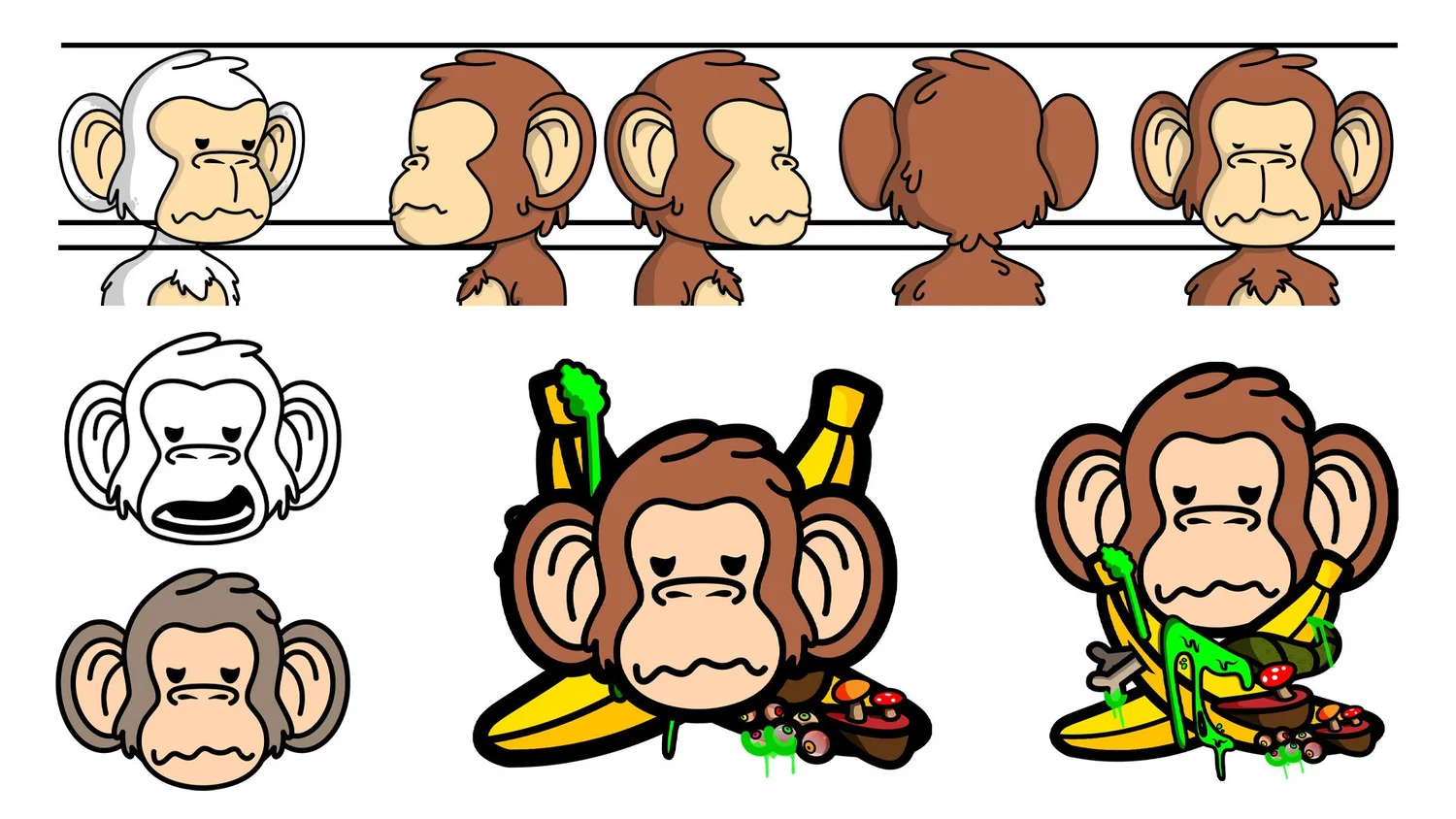 The Banana Cartel, Character design, illustration & generative art 11
