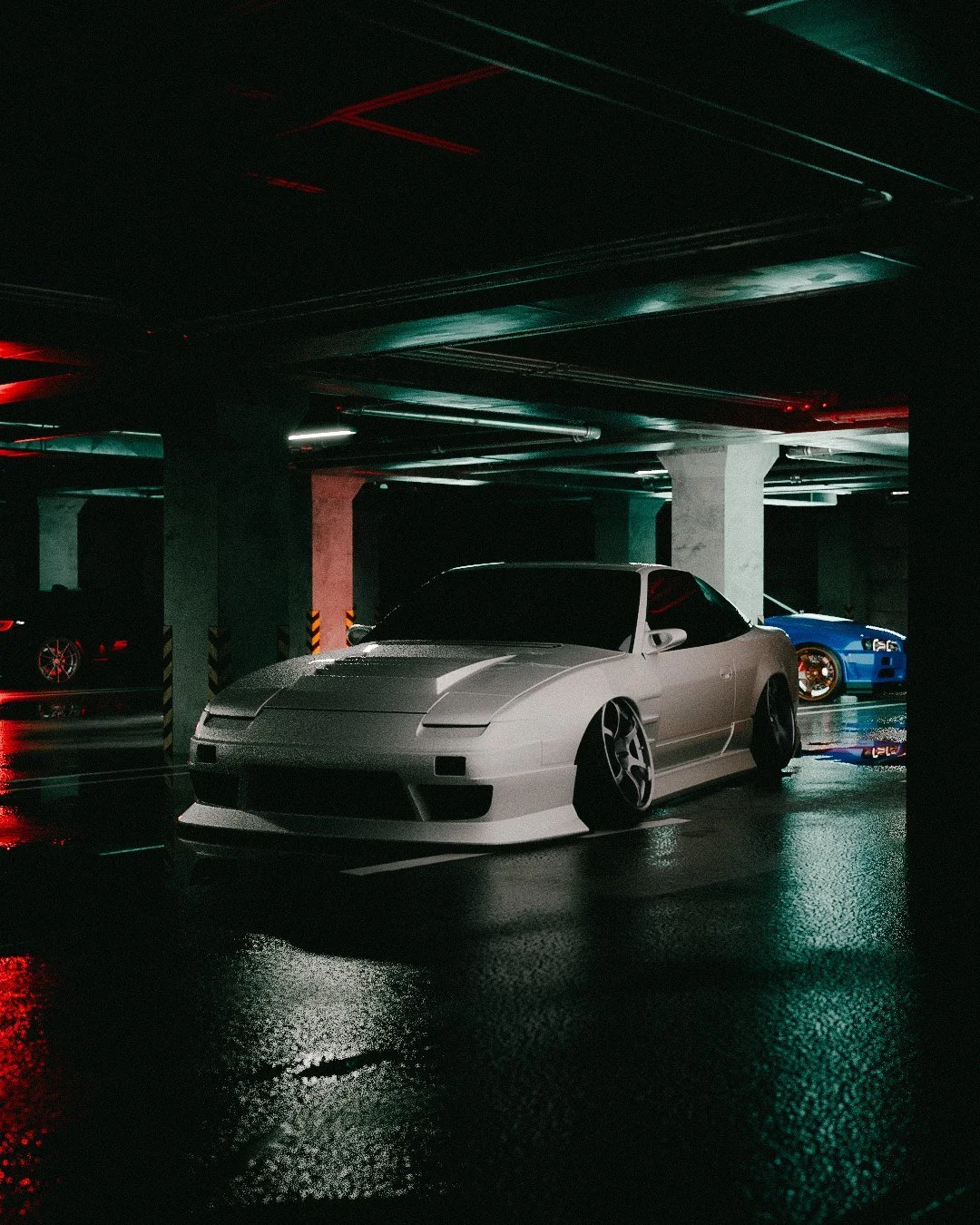 White S13 under garage lights