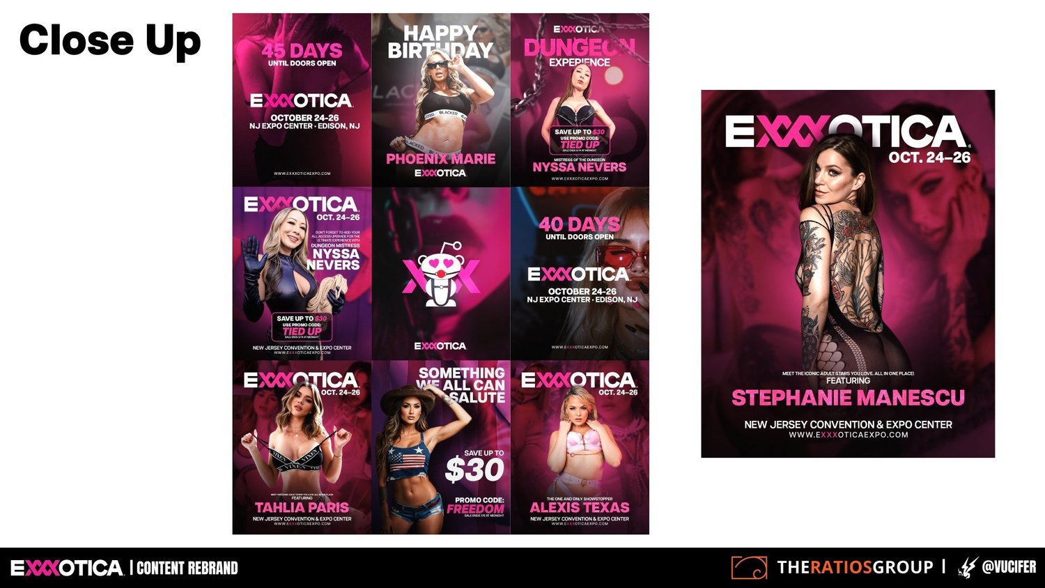 Exxxotica close-up post templates for countdowns and birthdays