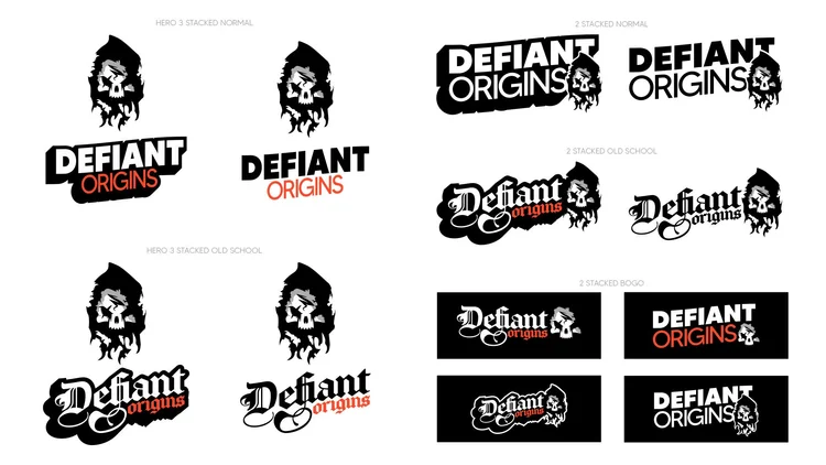 Defiant Origins stacked logo lockups