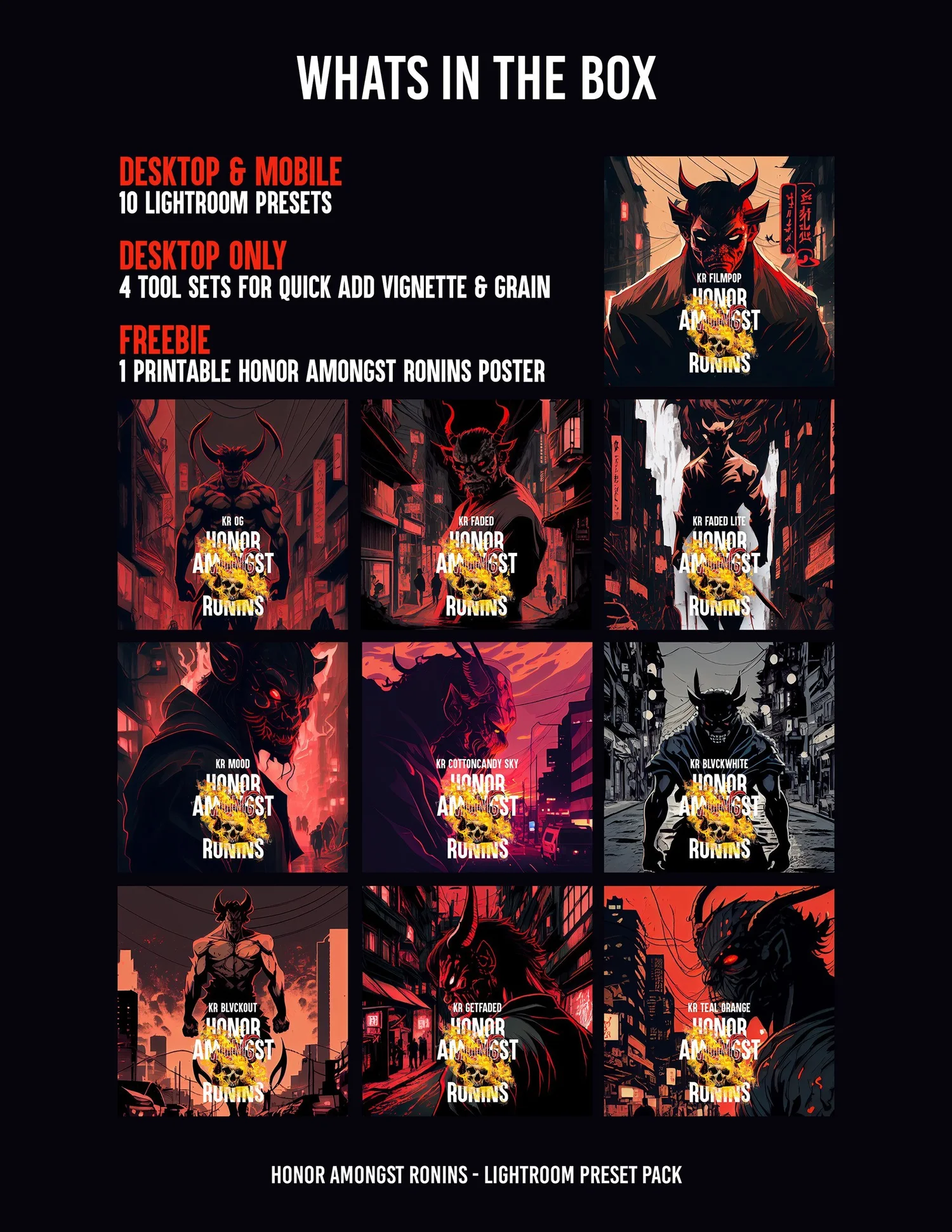 Honor Amongst Ronins, Lightroom preset pack 3
