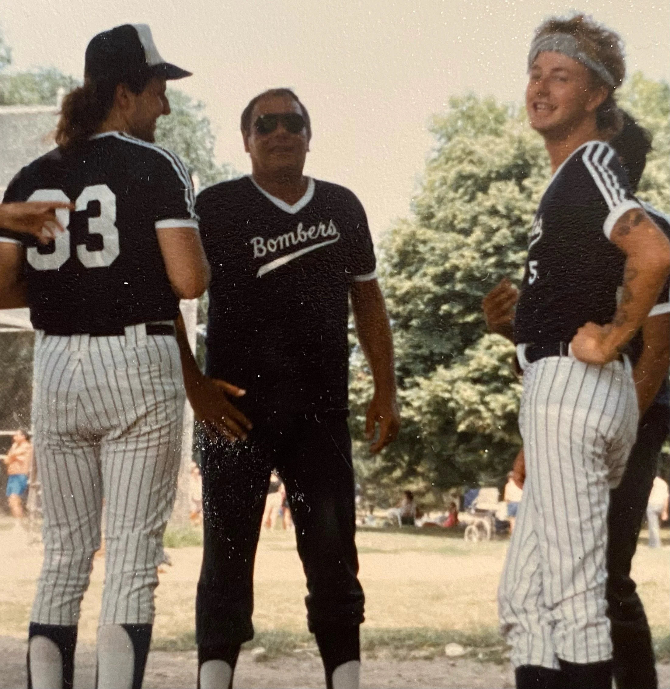 Play ball! Gary Setzer and Sandy Deanne hit the field with their softball team.