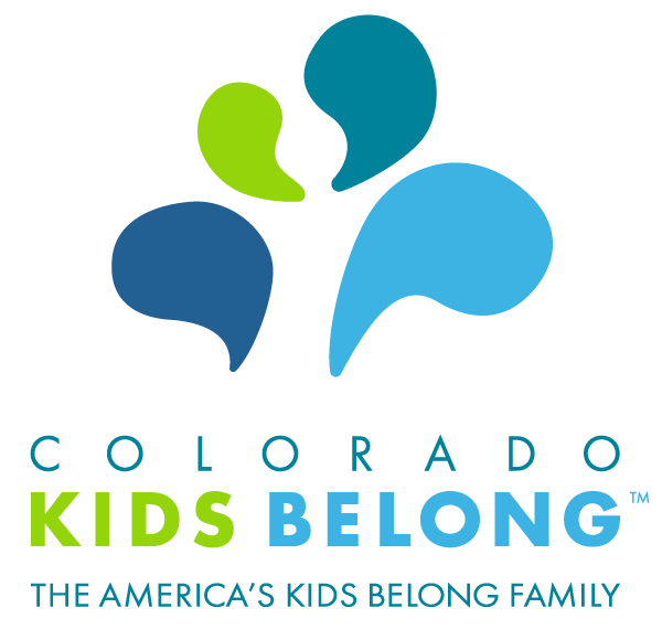 Logo for Colorado Kids Belong featuring colorful speech bubbles and the text 'Colorado Kids Belong' with the tagline 'The America's Kids Belong Family'.